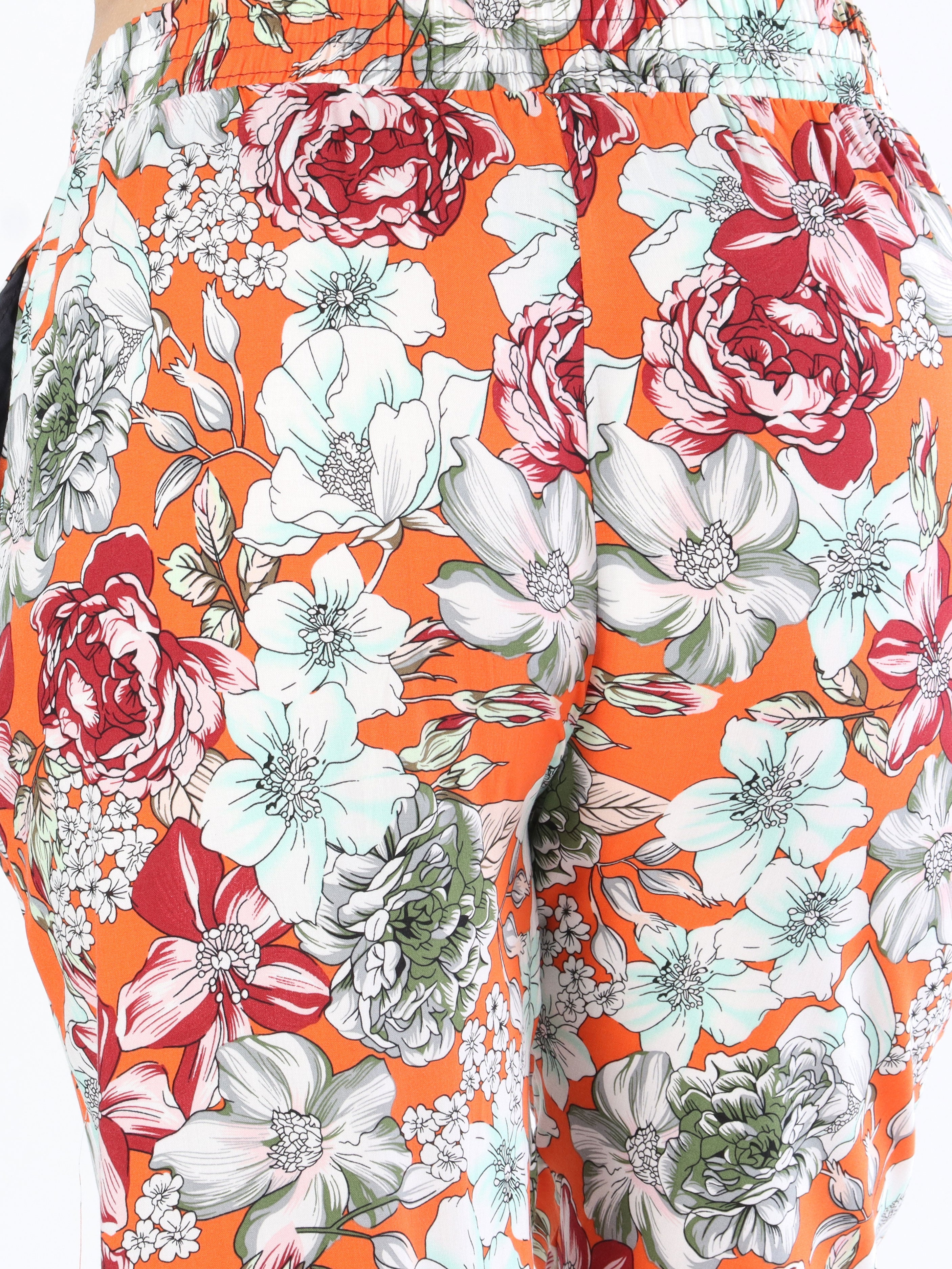 Billie - Löst sittande byxor i blommönster med elastisk kant