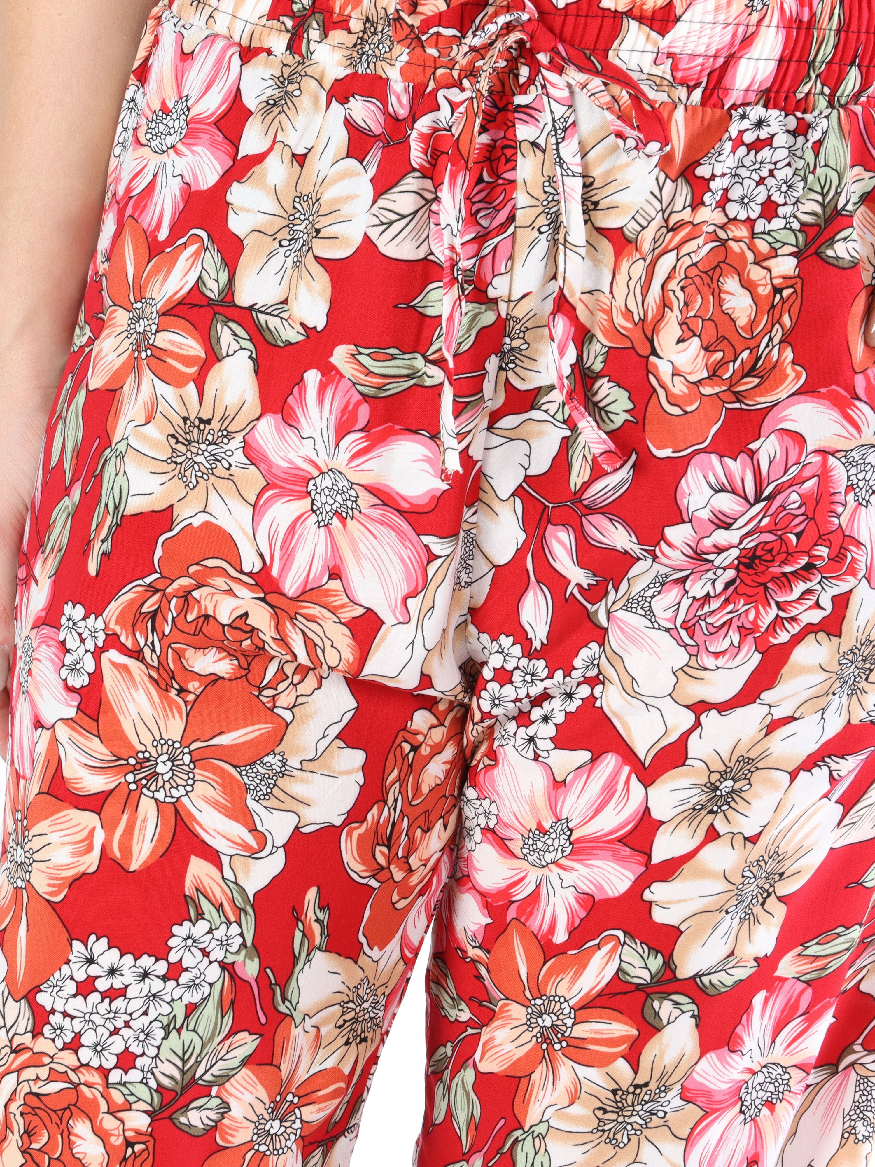 Billie - Löst sittande byxor i blommönster med elastisk kant