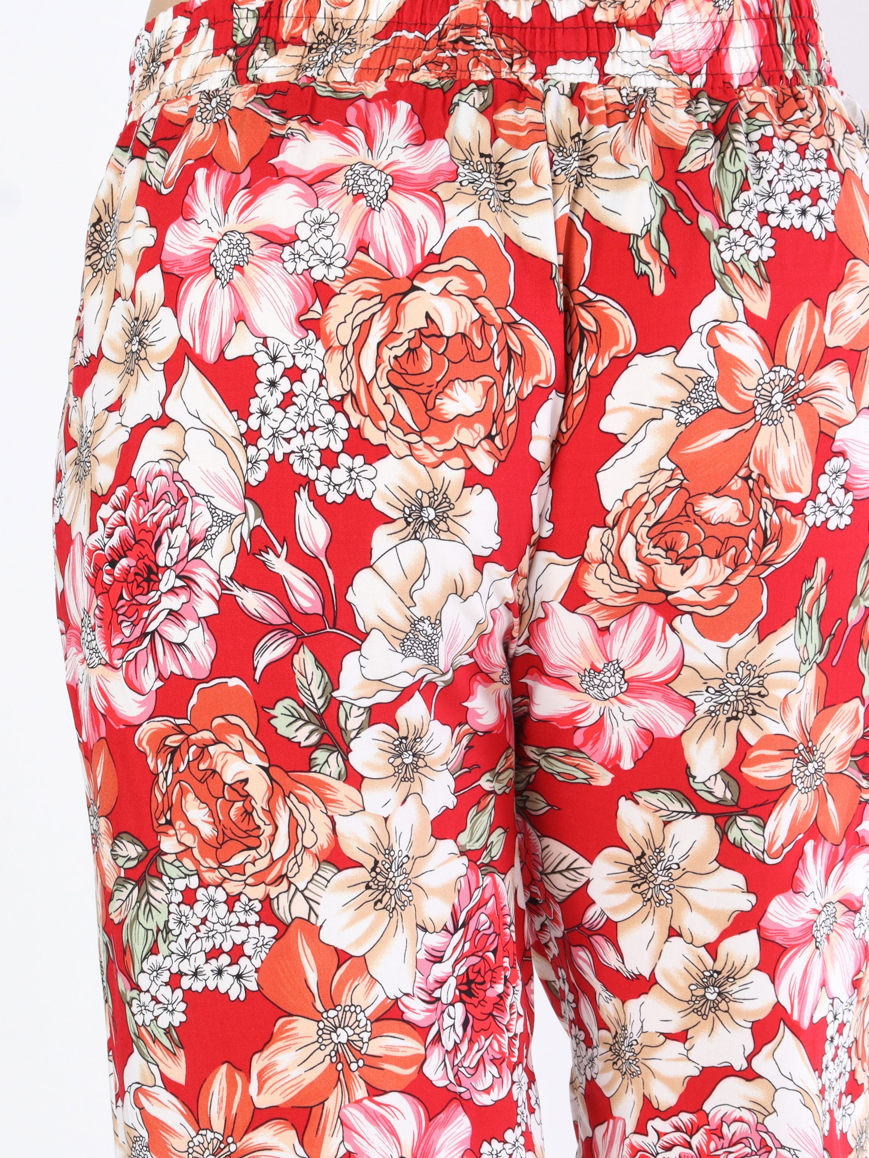 Billie - Löst sittande byxor i blommönster med elastisk kant