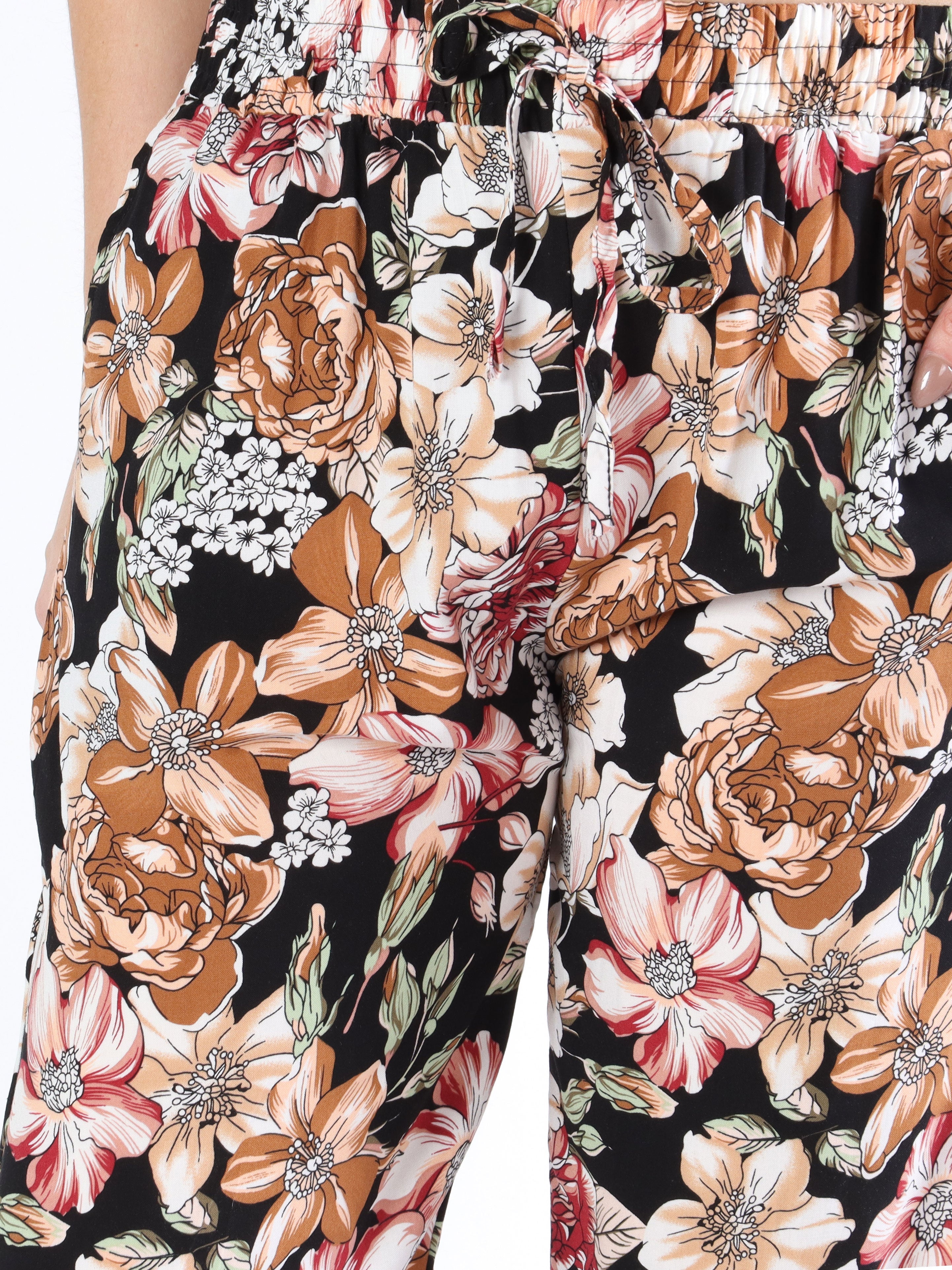 Billie - Löst sittande byxor i blommönster med elastisk kant