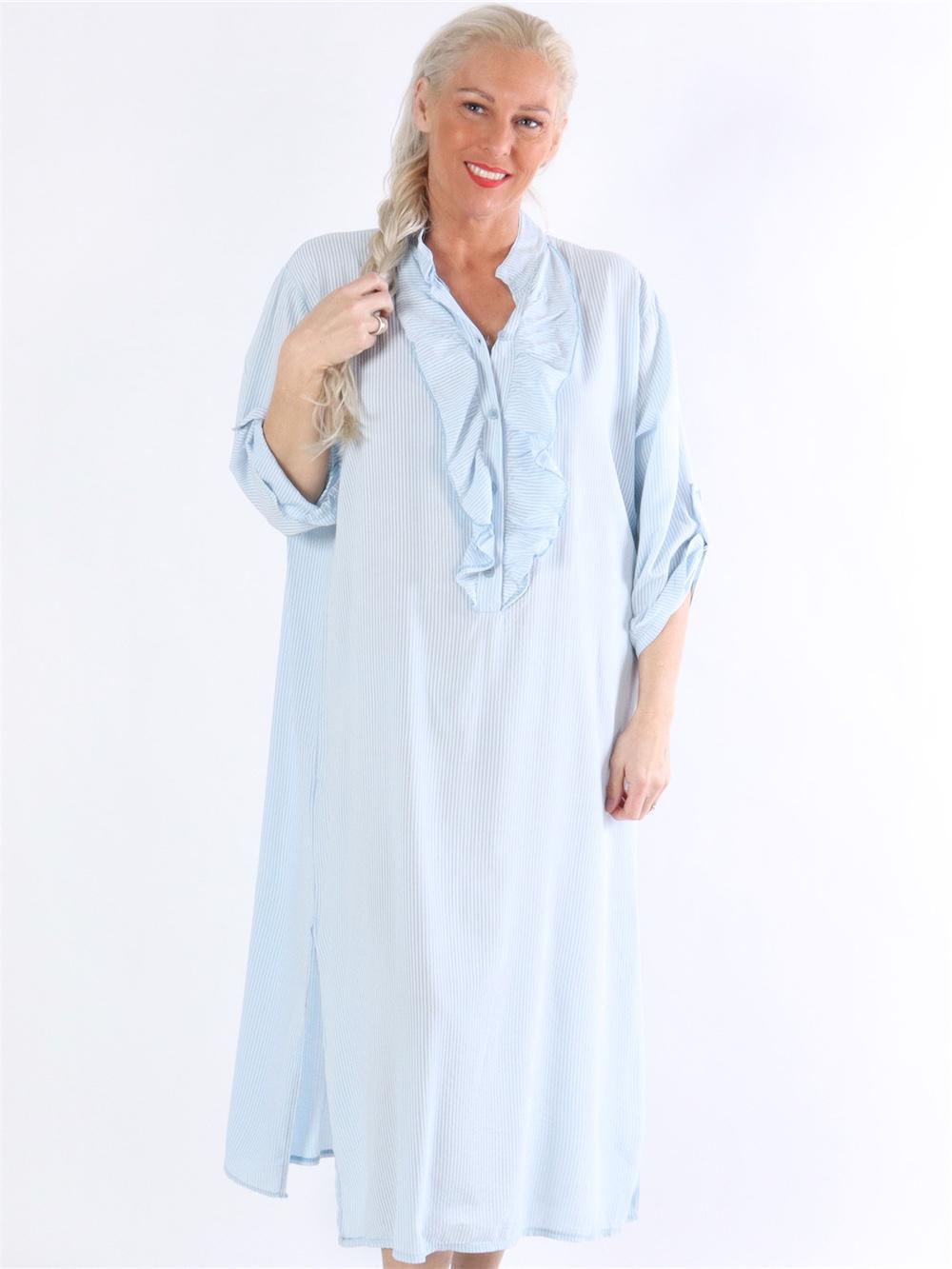 Bonita stripe - Randig skjortklänning med volanger