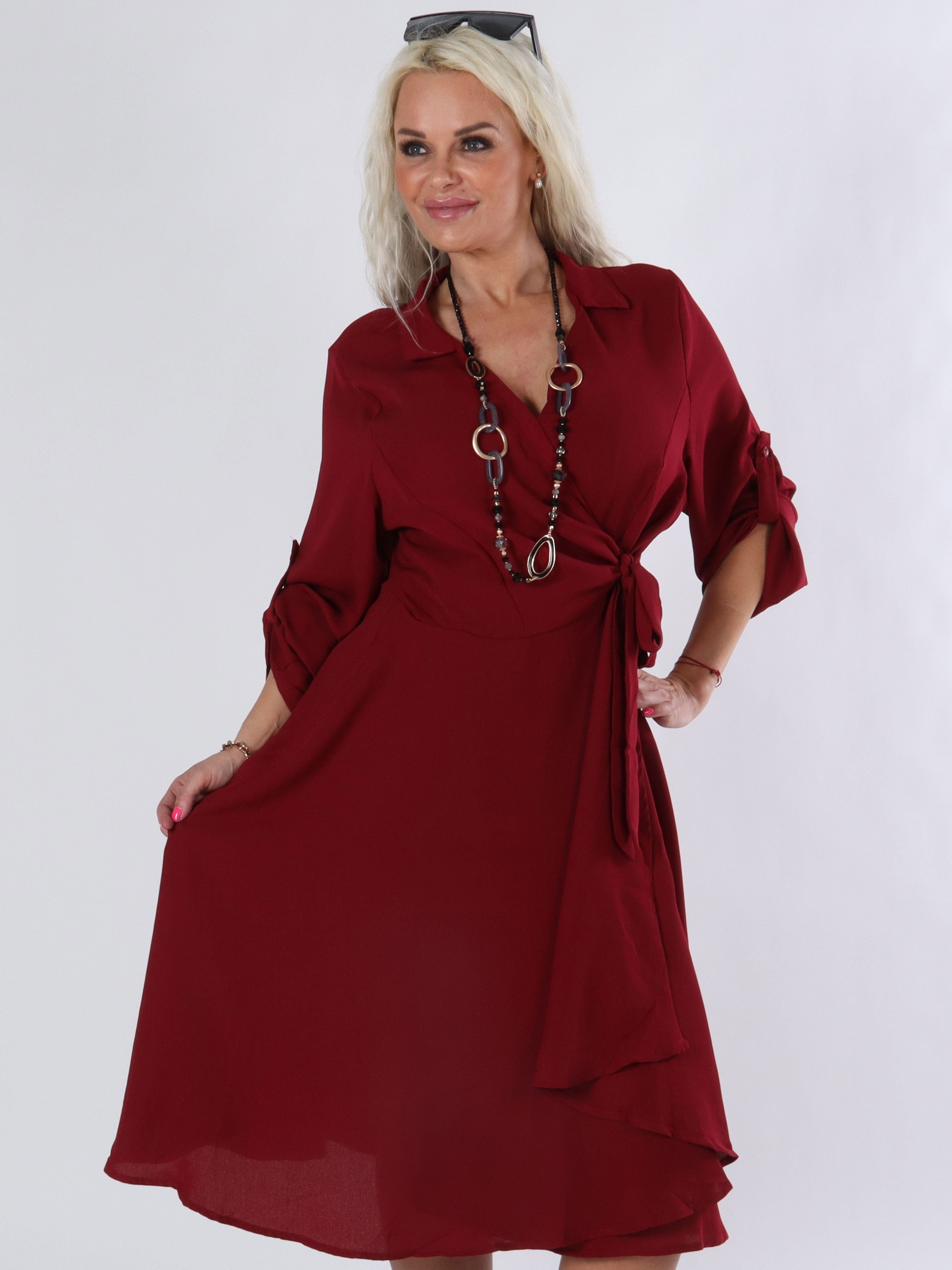 Bonnie - Armégrön klänning med skjortkrage