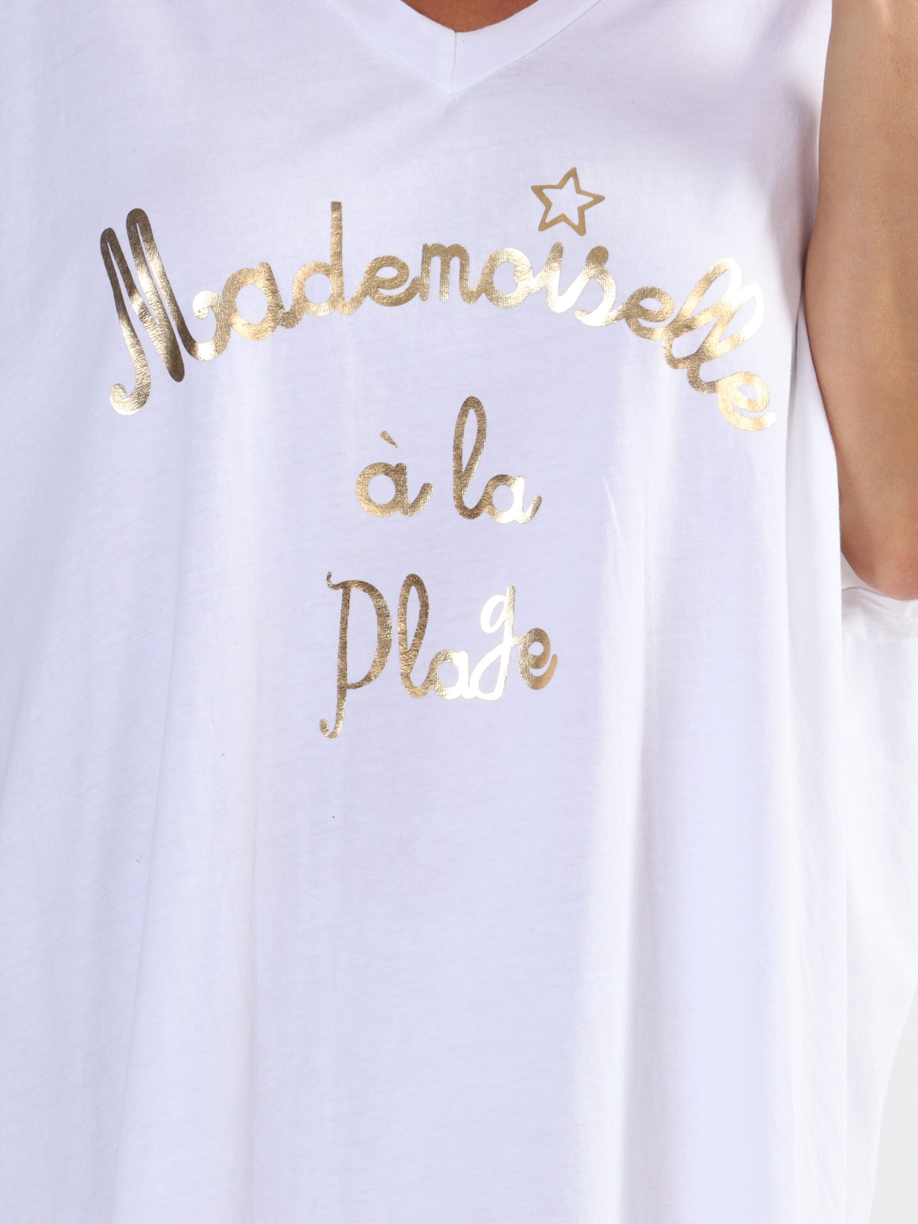 Bree - T-shirtklänning i bomull med text på framsidan