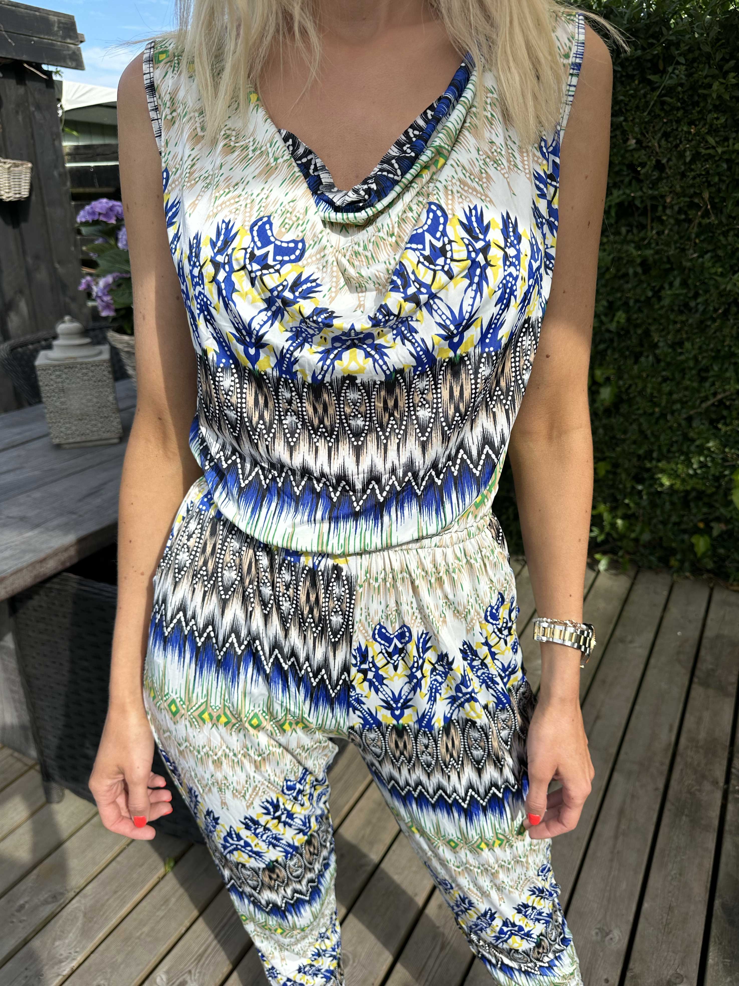 Brooklyn - Mönstrad jumpsuit i elastiskt tyg - Pink