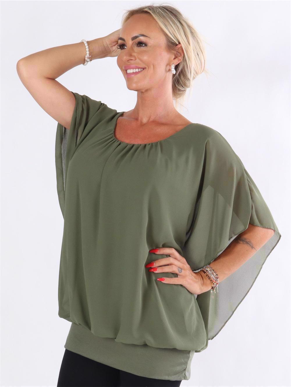 Cala - Elastisk topp med löst chiffongmaterial över