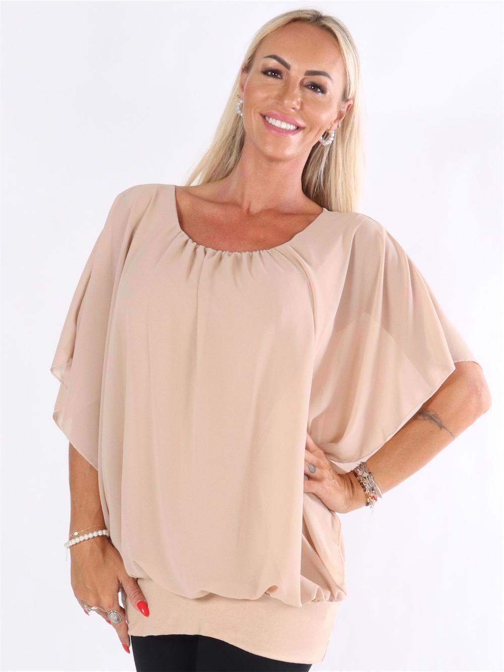 Cala - Elastisk topp med löst chiffongmaterial över