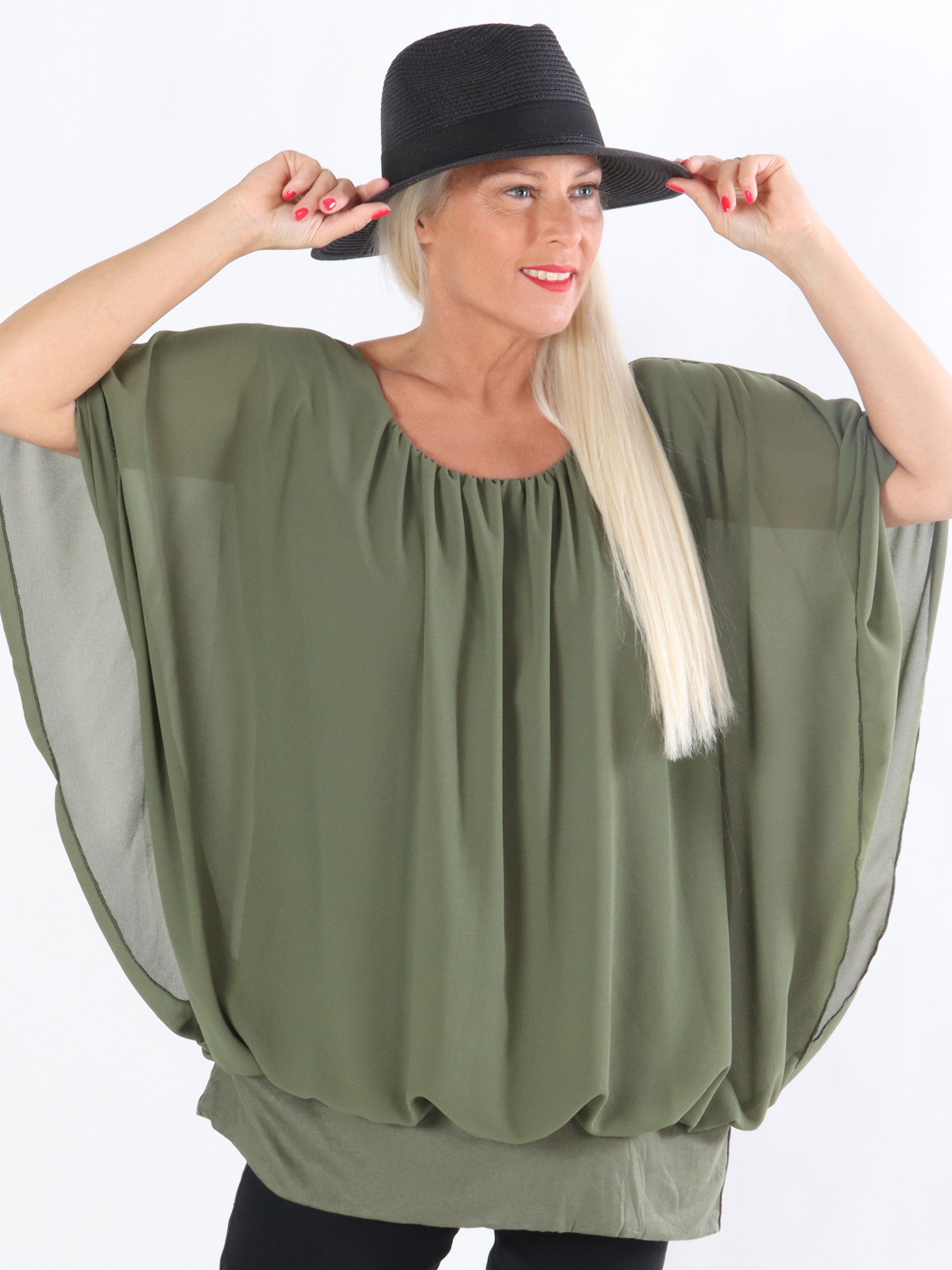 Cala - Elastisk topp med löst chiffongmaterial över