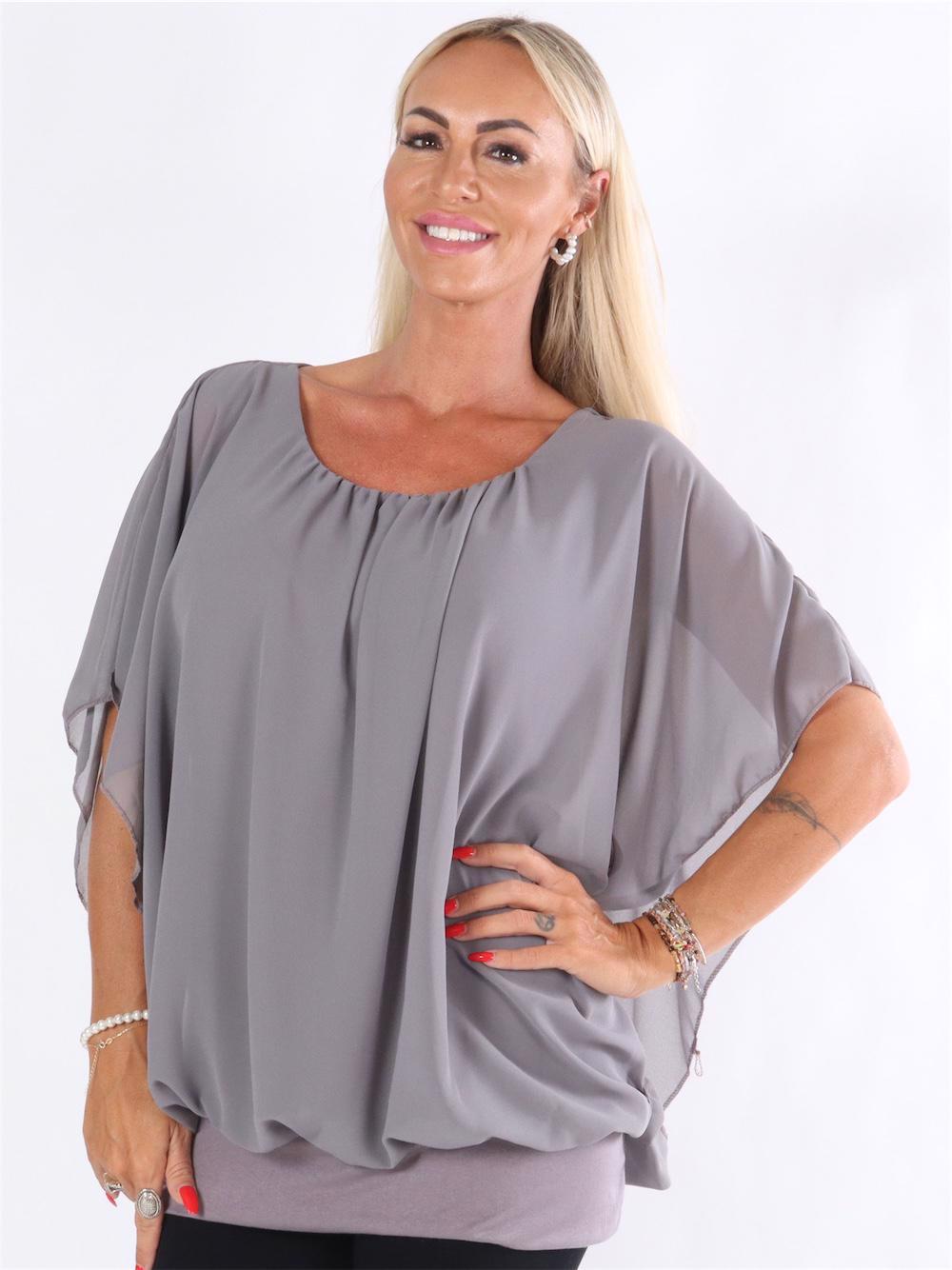 Cala - Elastisk topp med löst chiffongmaterial över