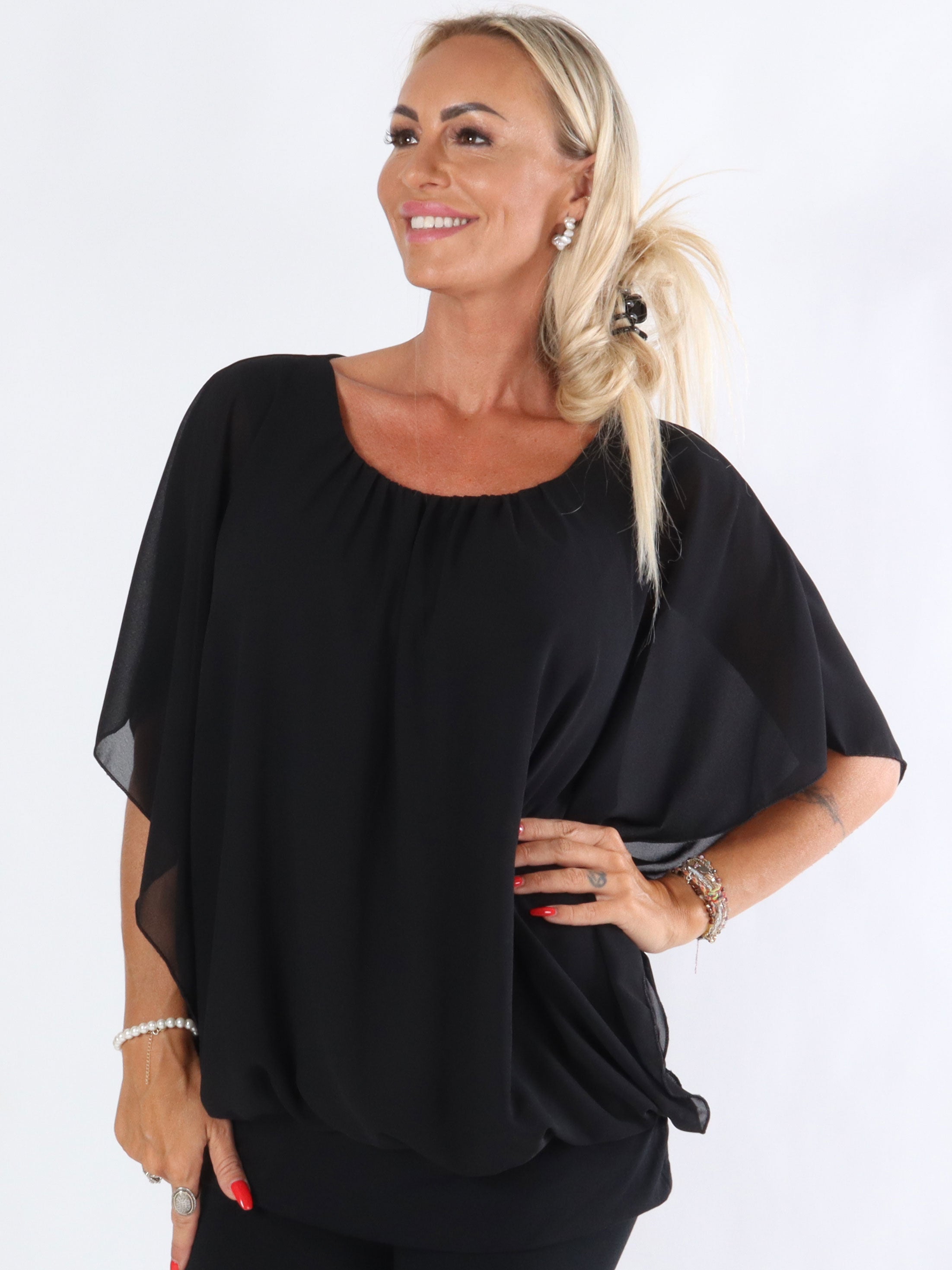 Cala - Elastisk topp med löst chiffongmaterial över