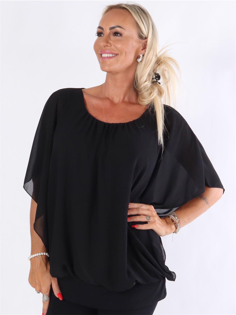 Cala - Elastisk topp med löst chiffongmaterial över