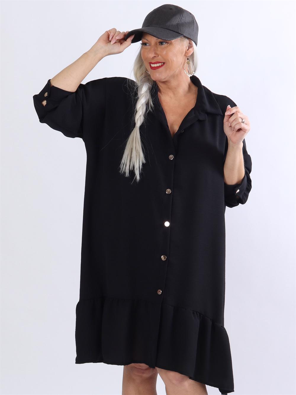 Camille - Klänning med knappar och band i nederkanten