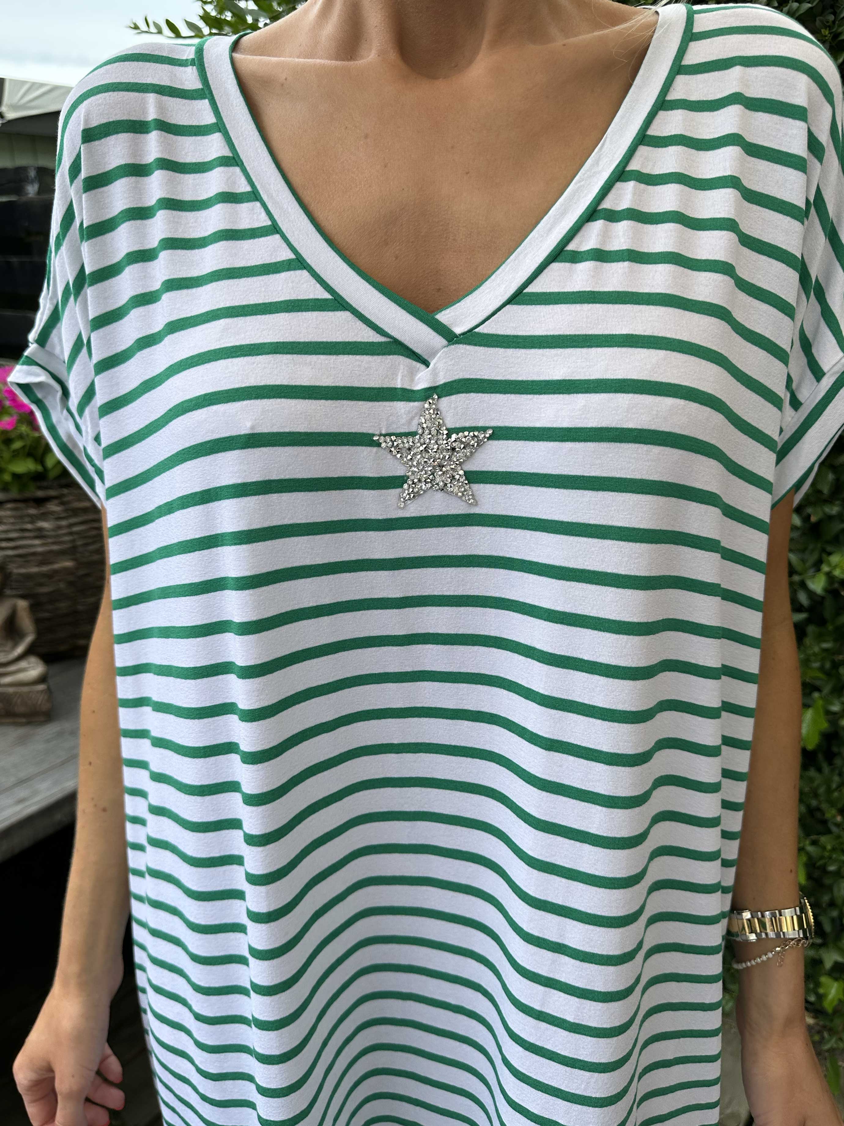 Cath - Söt t-shirtklänning i viskos med silverstjärna