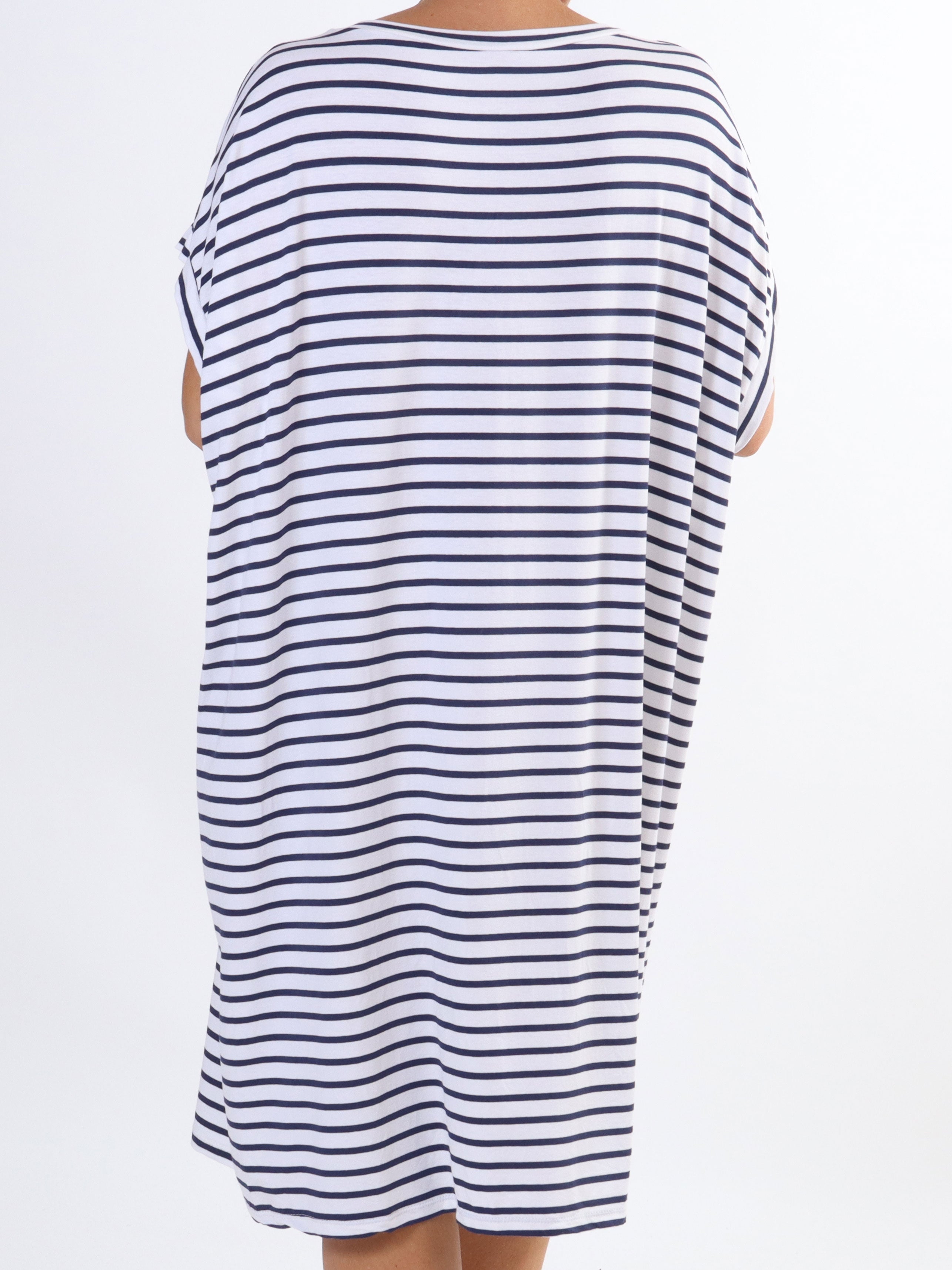 Cath - T-shirtklänning i viskos med silverstjärna i plusstorlek