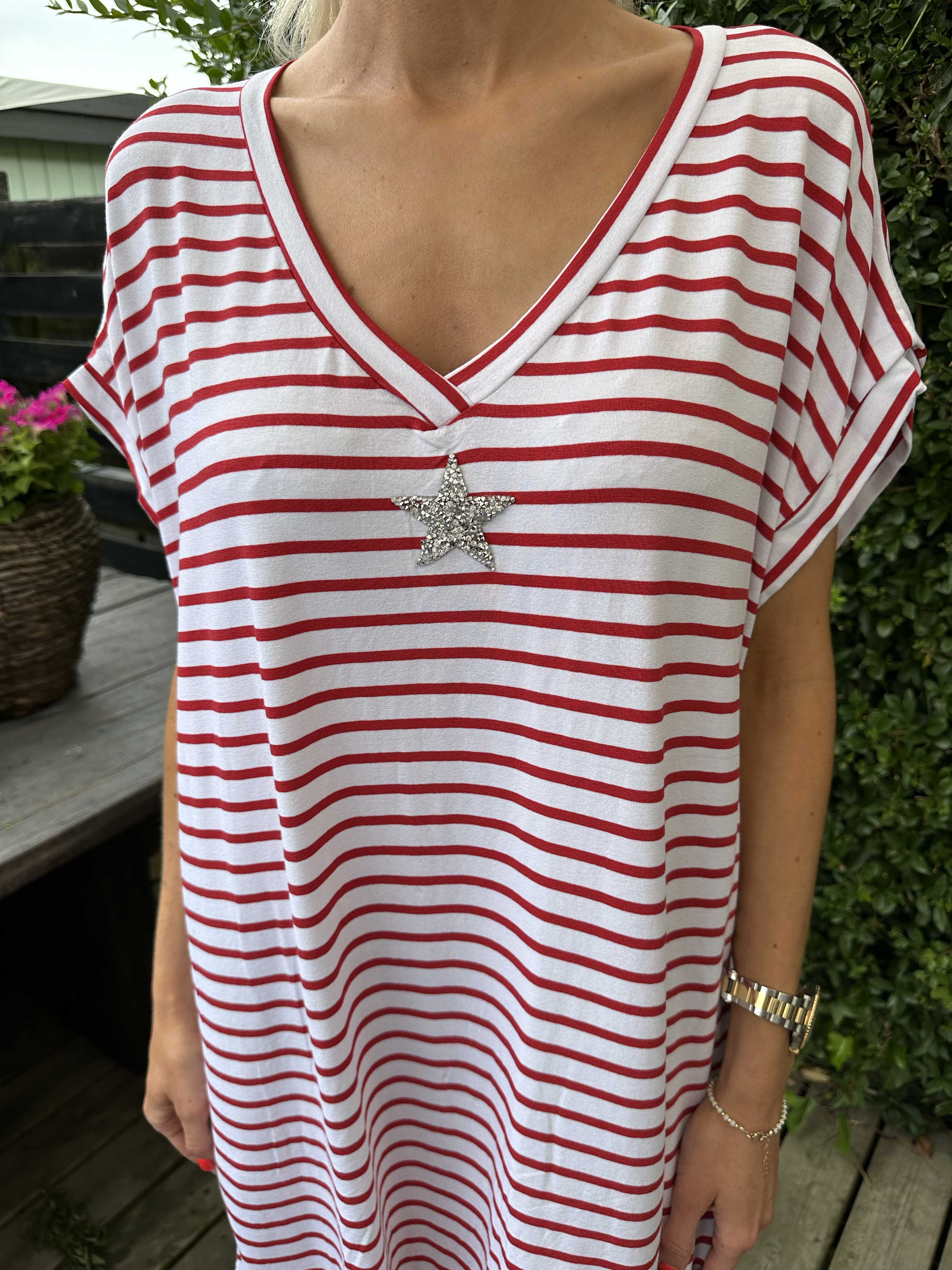 Cath - Söt t-shirtklänning i viskos med silverstjärna