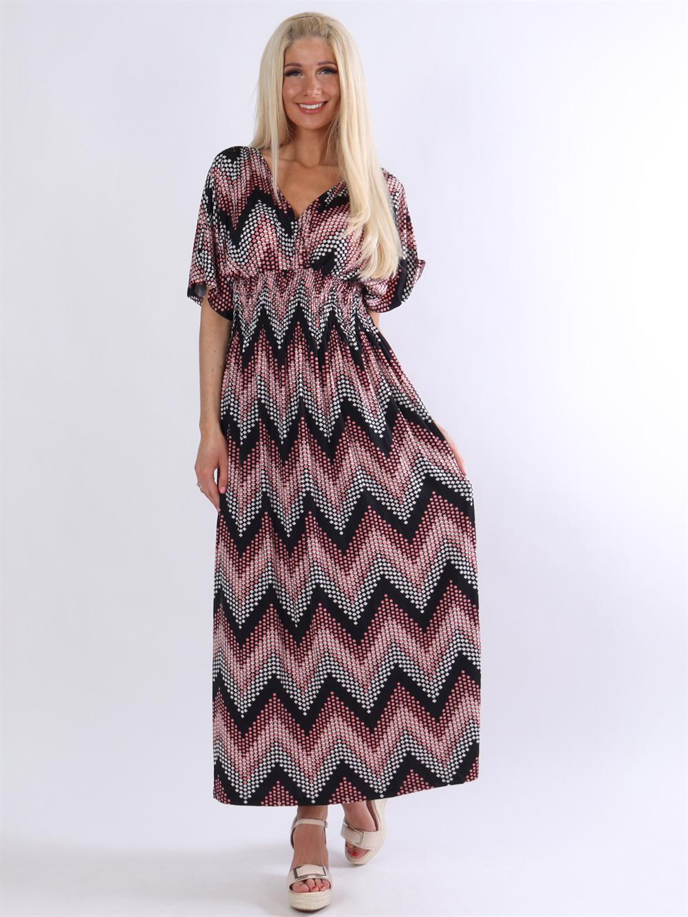 Catherina - Lång mönstrad elastisk klänning