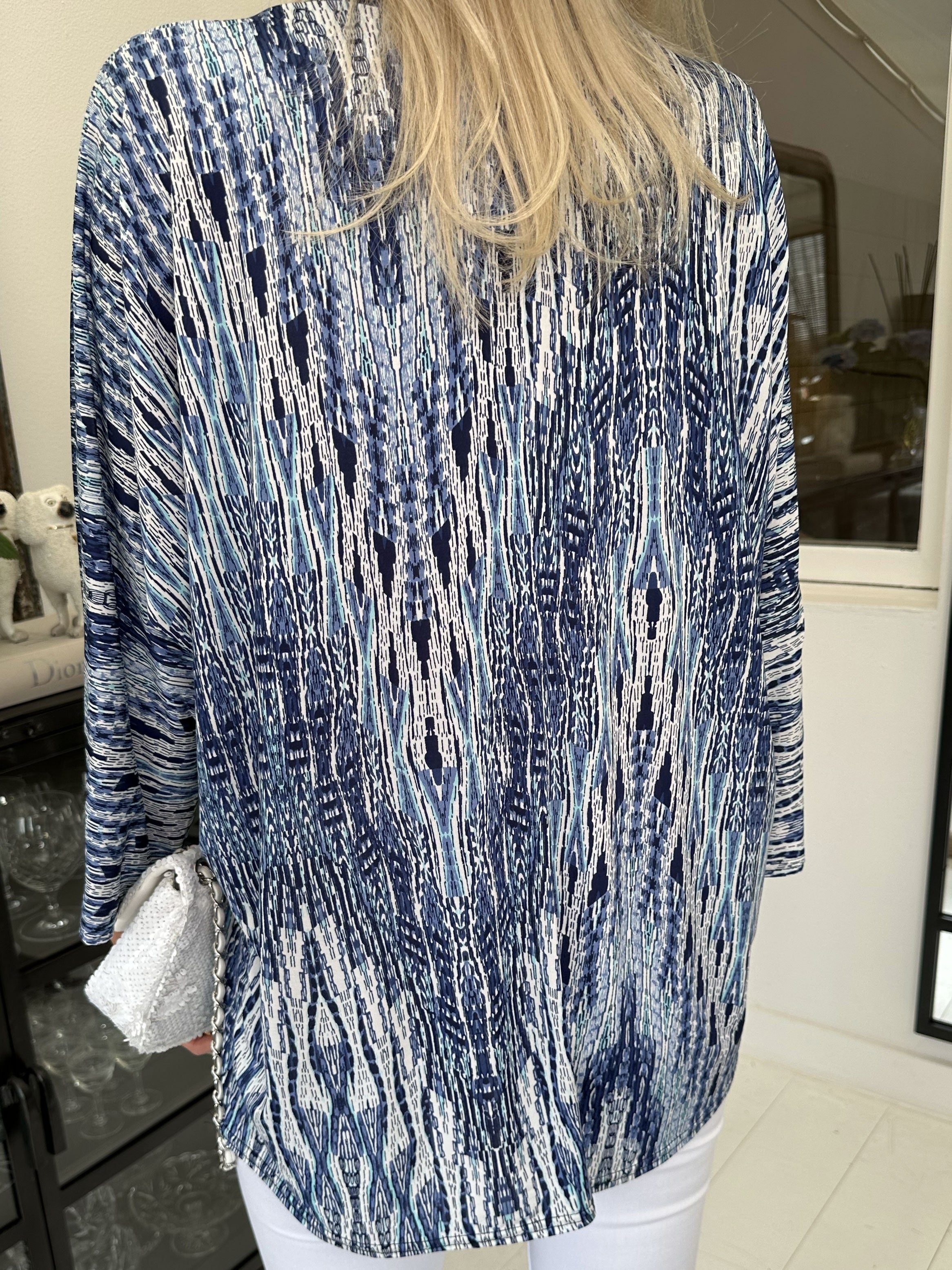 Celia Stripe - Söt tunika i elastiskt tyg med dragkedja - Grey