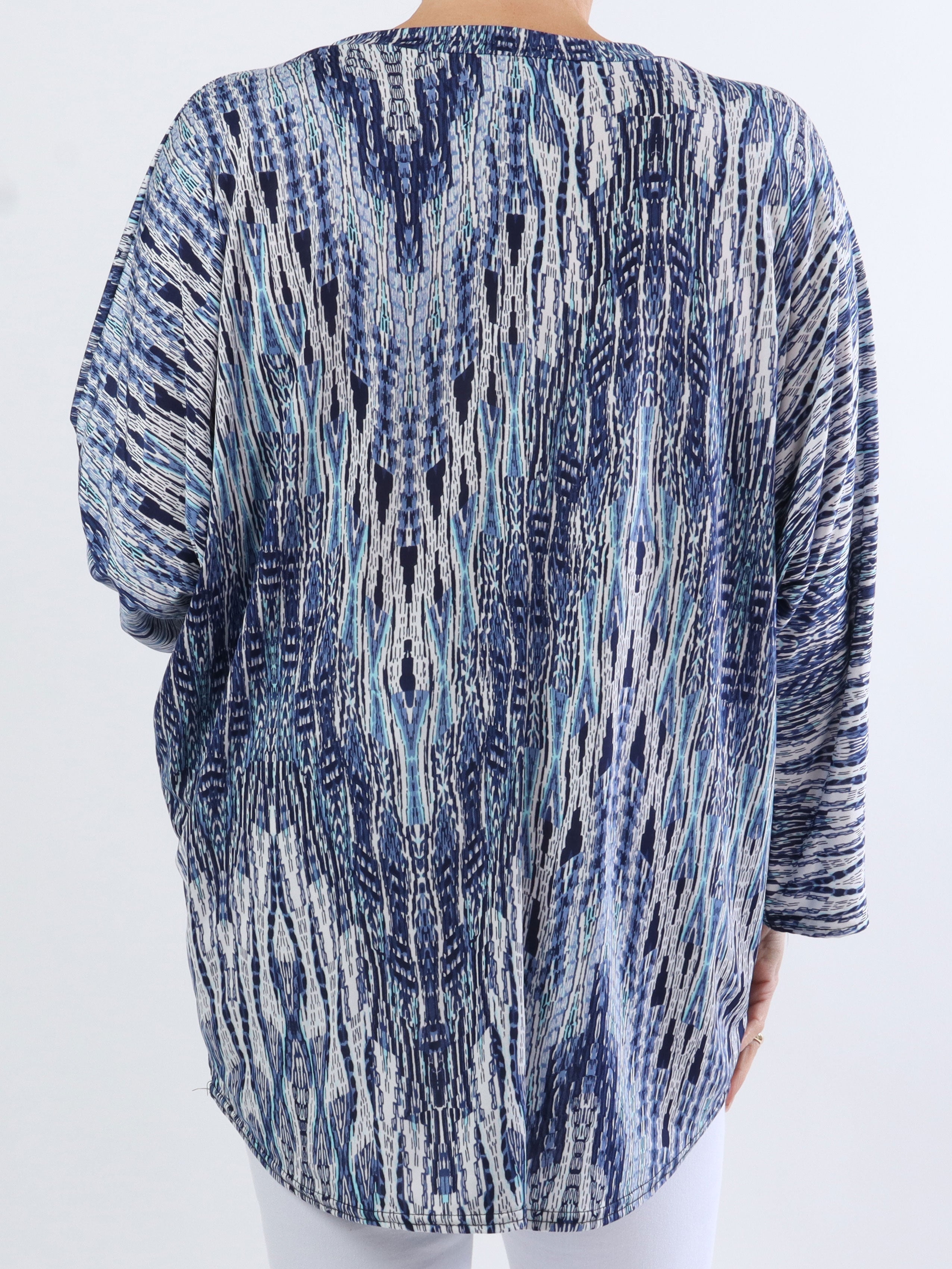 Celia Stripe - Söt plus size tunika i elastiskt tyg med dragkedja - Grey