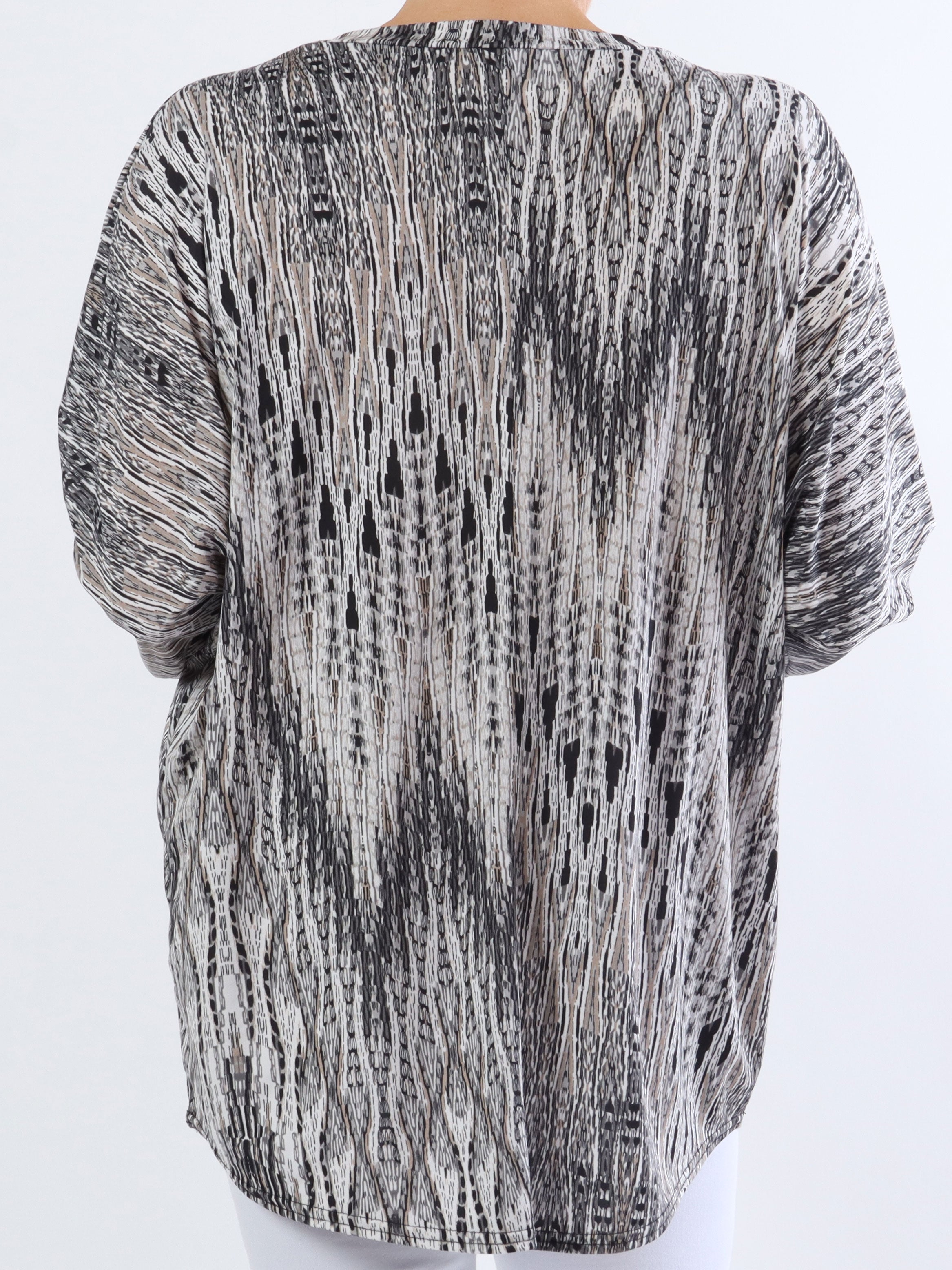 Celia Stripe - Söt plus size tunika i elastiskt tyg med dragkedja