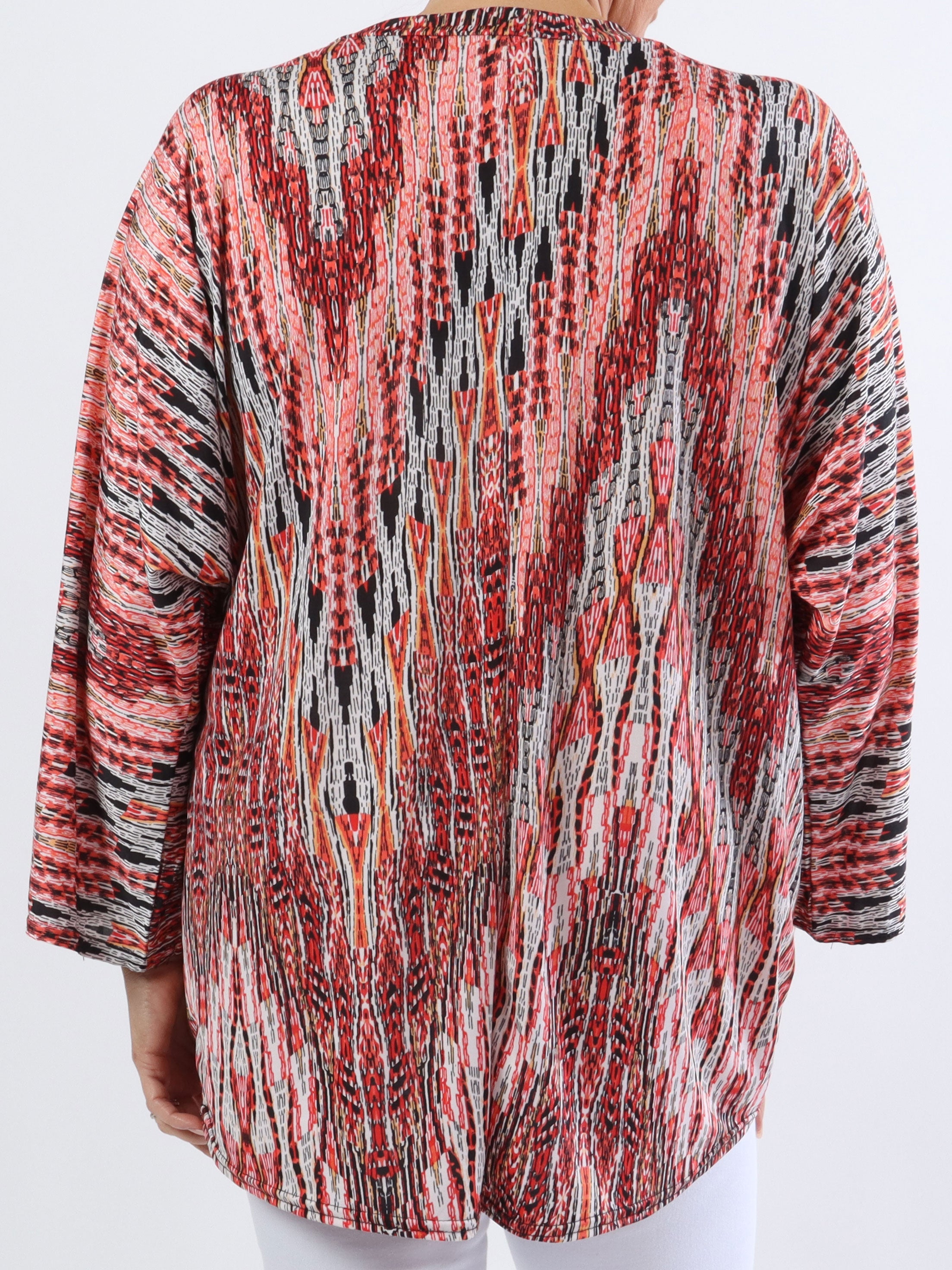 Celia Stripe - Söt plus size tunika i elastiskt tyg med dragkedja