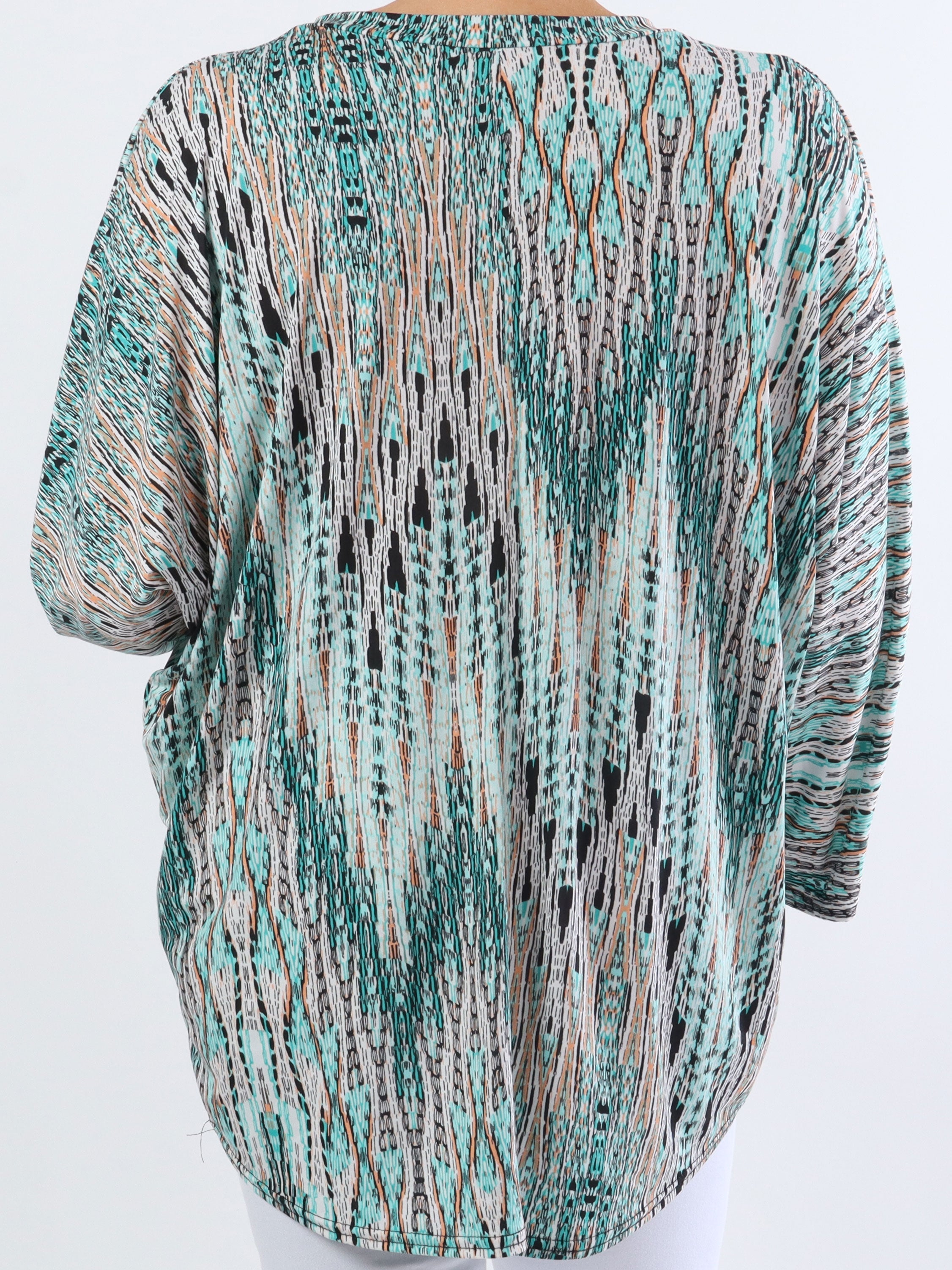 Celia Stripe - Söt plus size tunika i elastiskt tyg med dragkedja