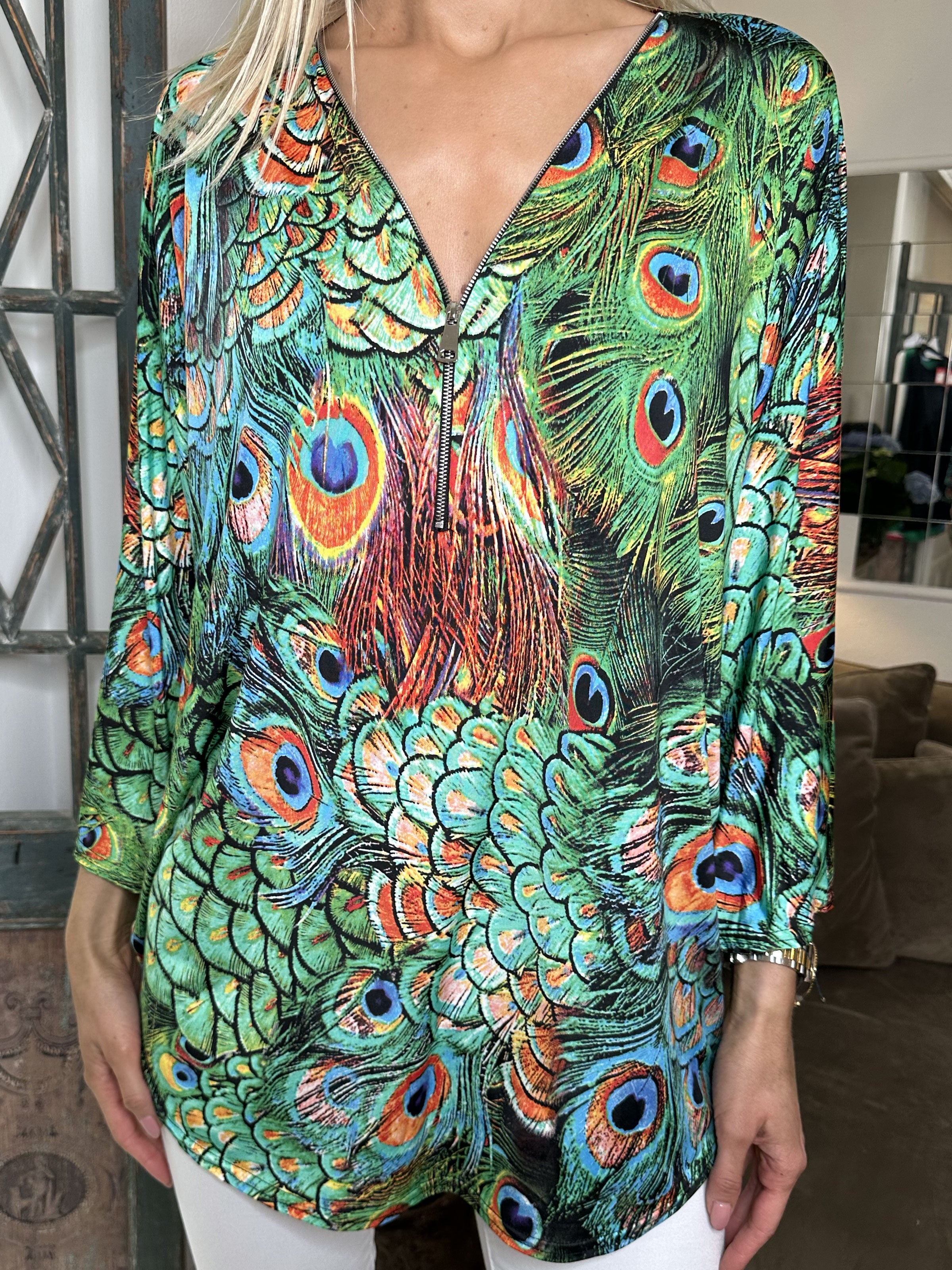 Celia Peacock - Söt tunika i elastiskt tyg med dragkedja