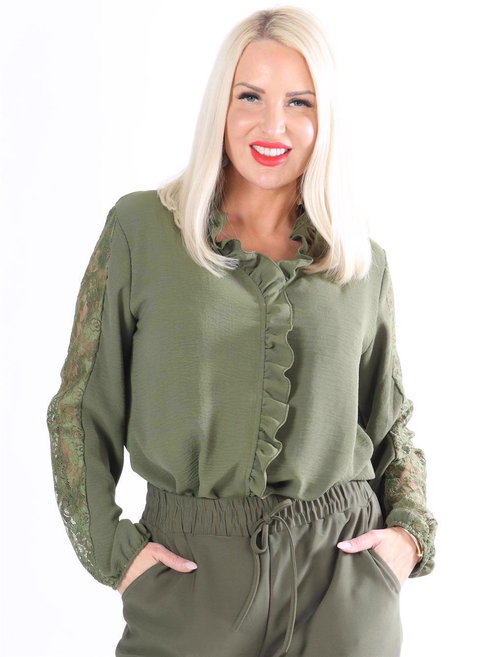 Chaka - Tunika med spets och volang framtill