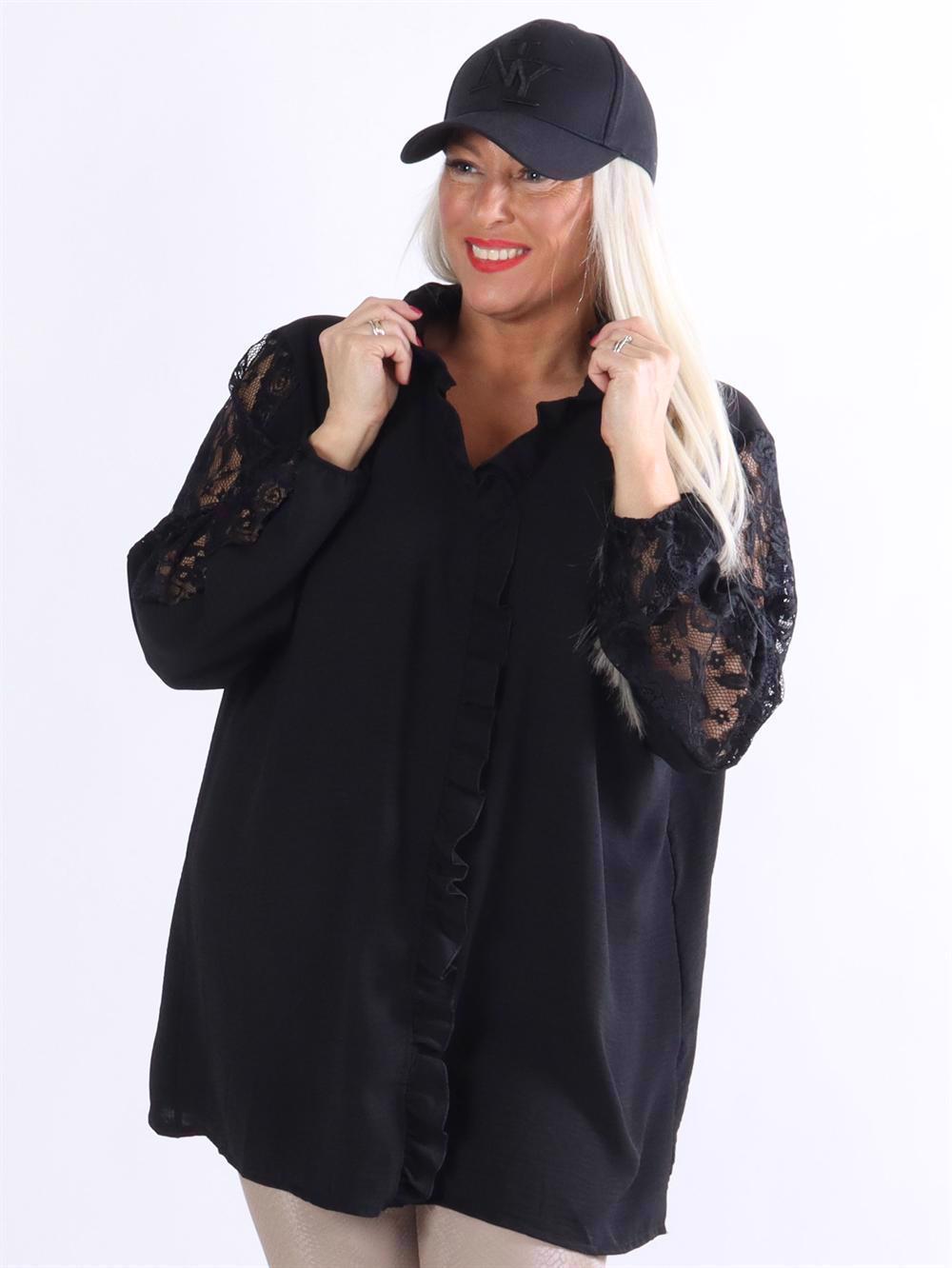 Chaka - Tunika med spets och volang framtill