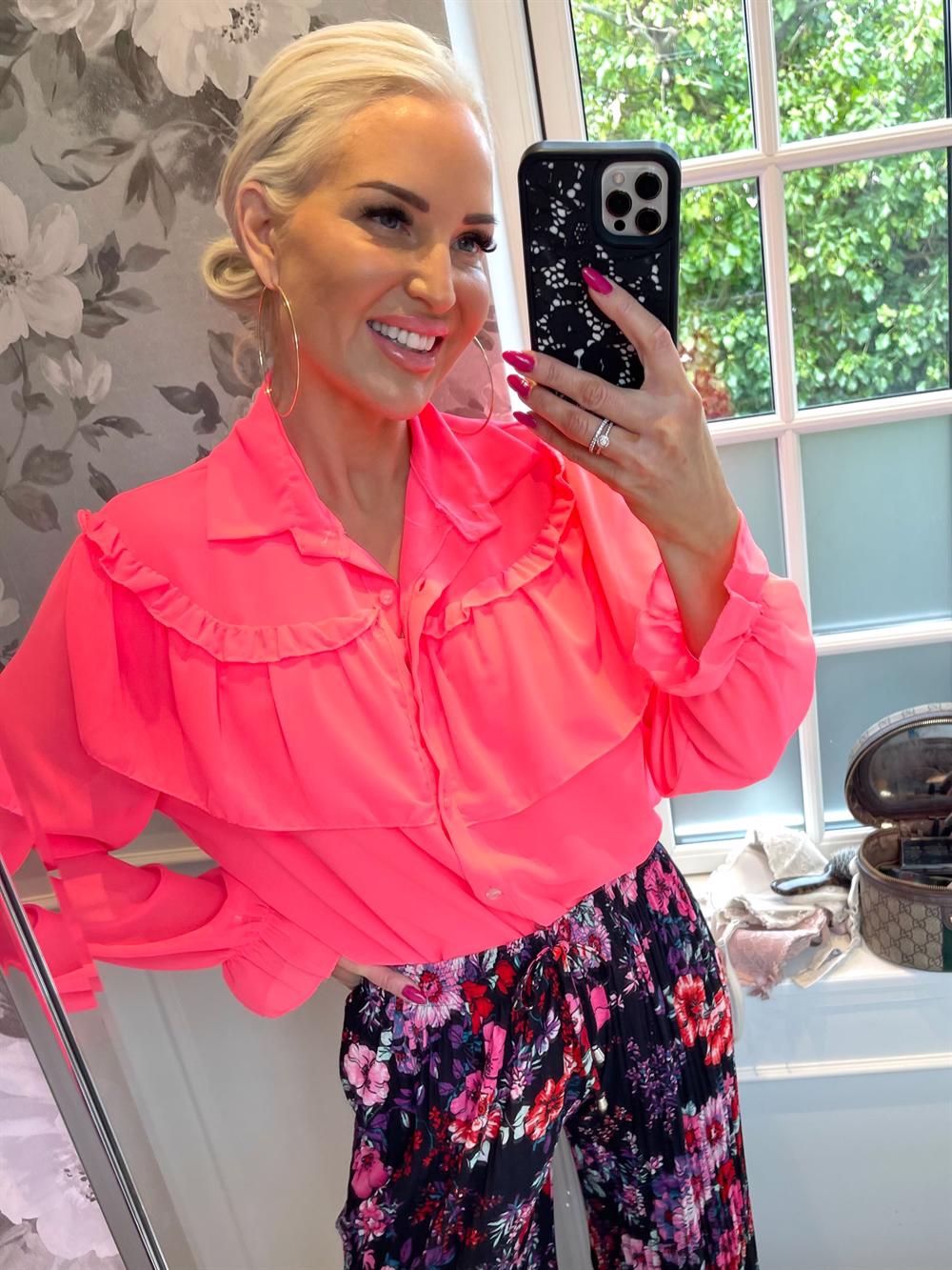 Chia - Tunika i chiffong med volanger