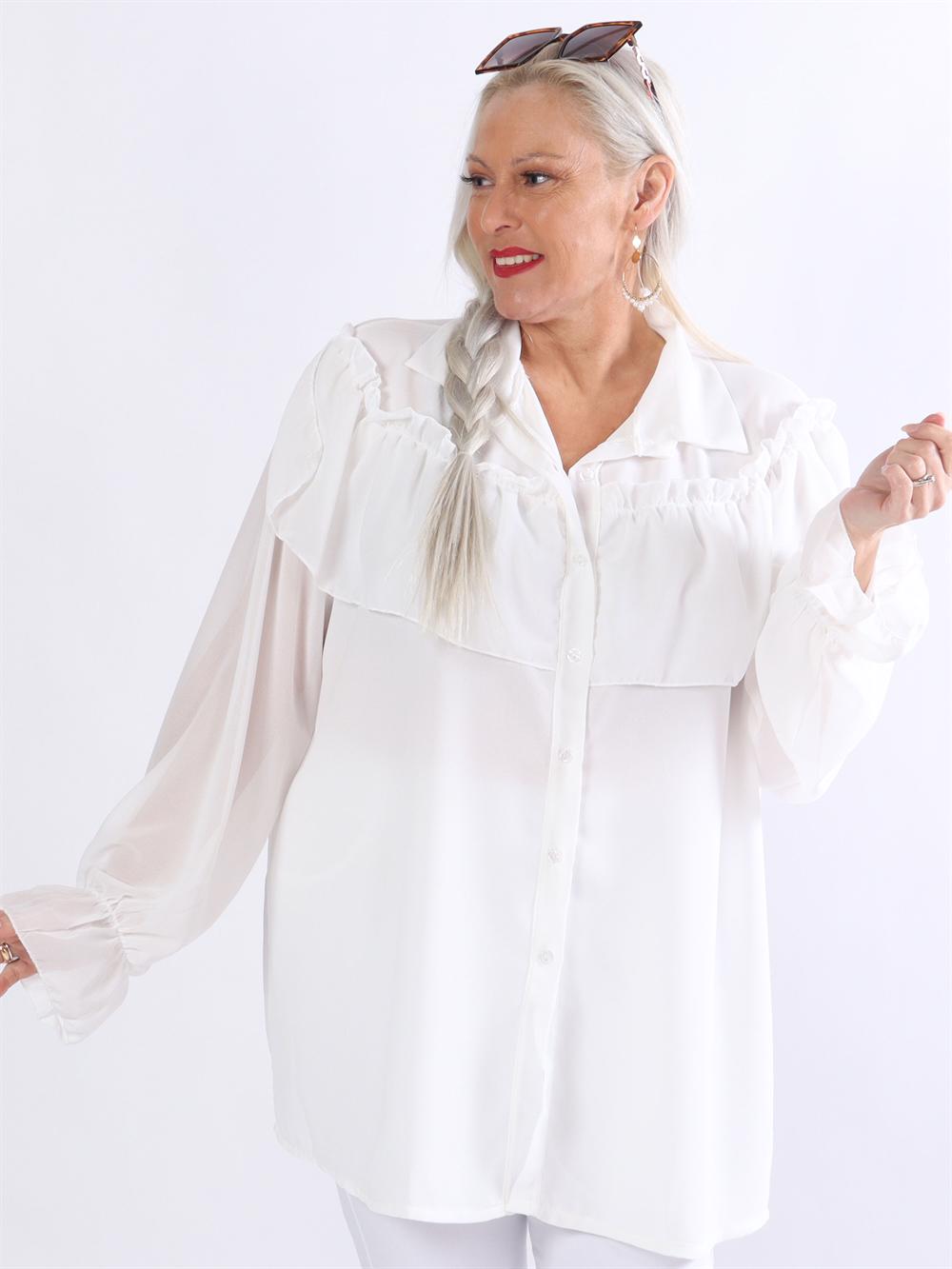 Chia - Tunika i chiffong med volanger