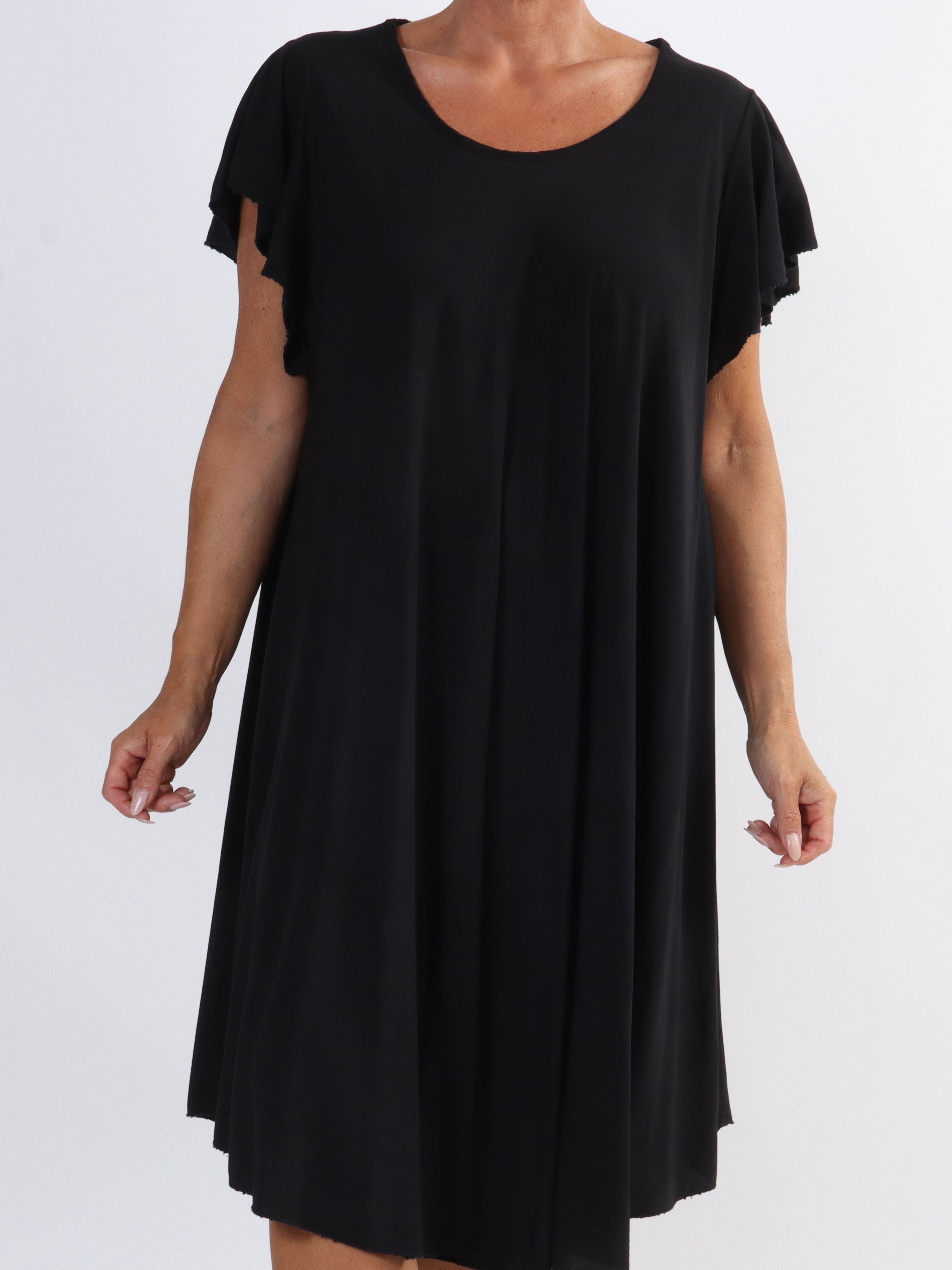 Davina - Enkel viskosklänning med t-shirtärmar i stora storlekar