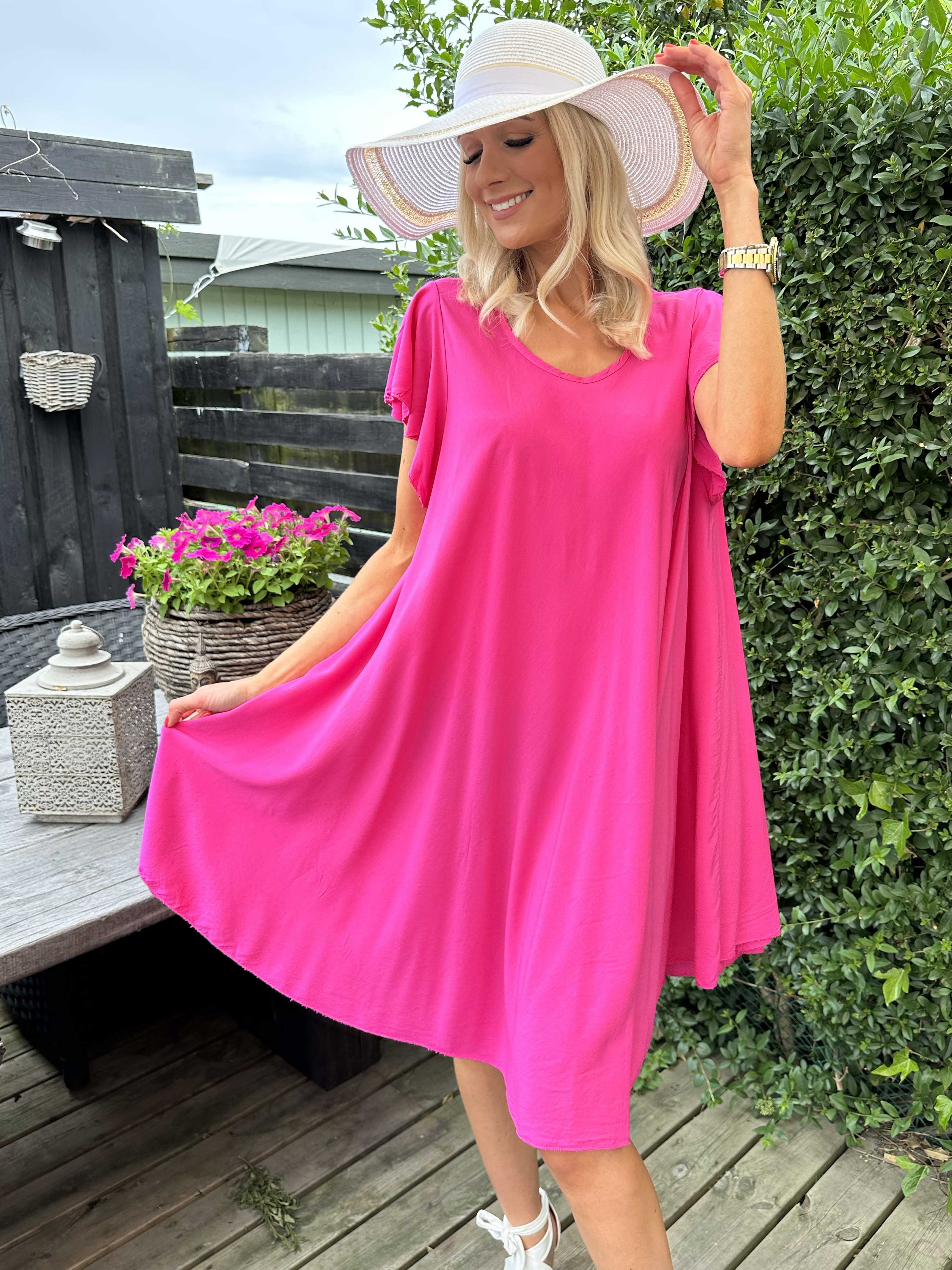 Davina - Enkel viskosklänning med t-shirtärmar