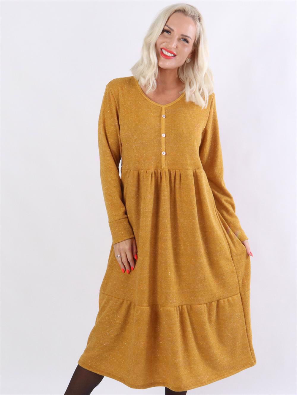 Dejana - Stickad klänning med glittertrådar