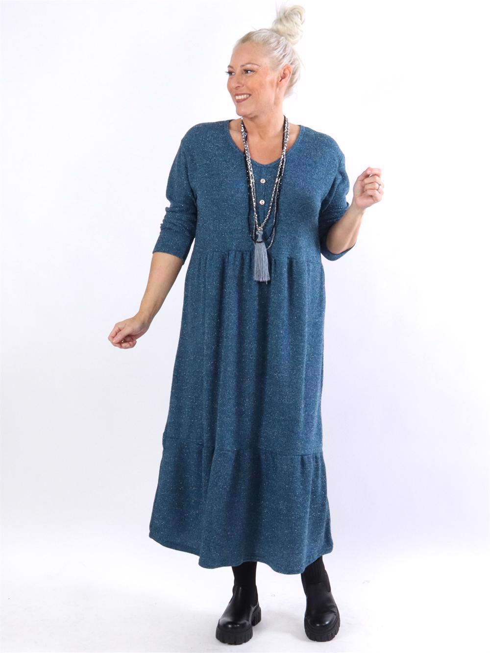 Dejana - Stickad klänning med glittertrådar