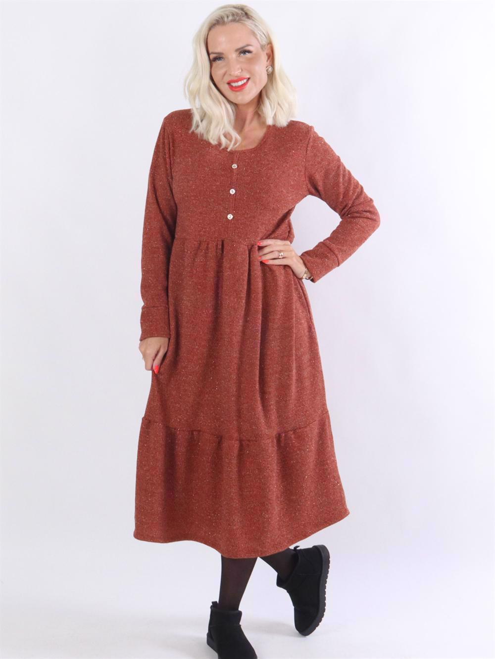 Dejana - Stickad klänning med glittertrådar