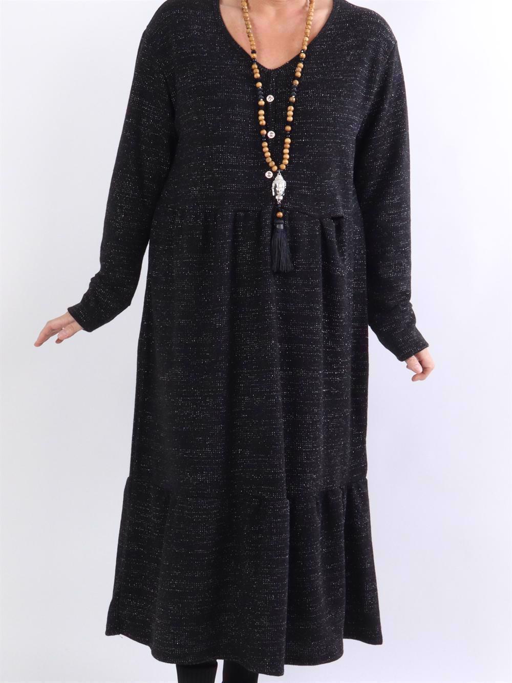 Dejana - Stickad klänning med glittertrådar