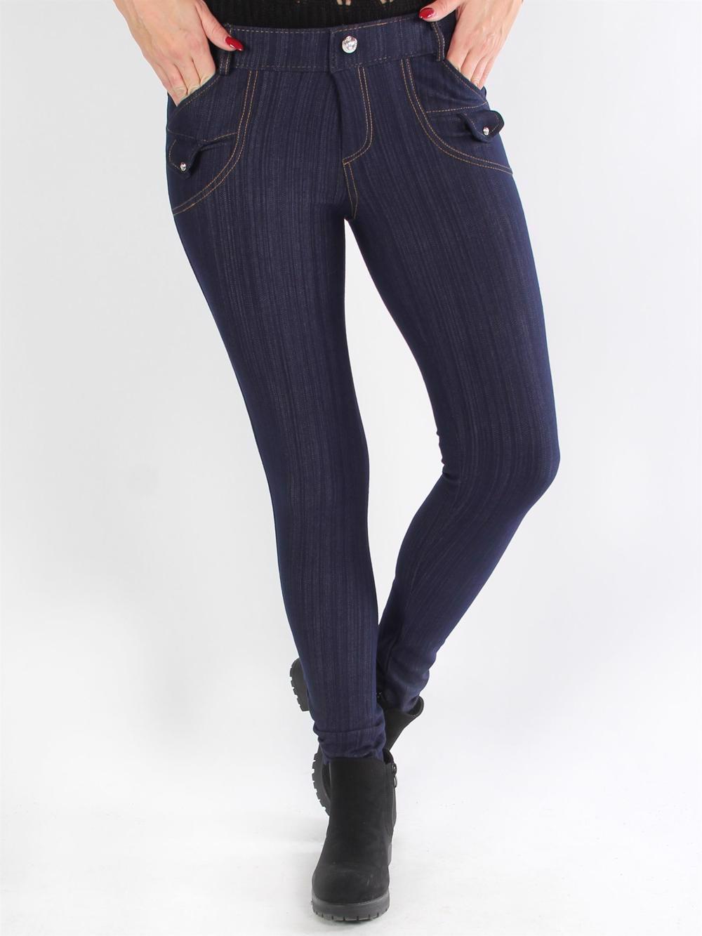 Dina - Svarta elastiska jeggings med fickor