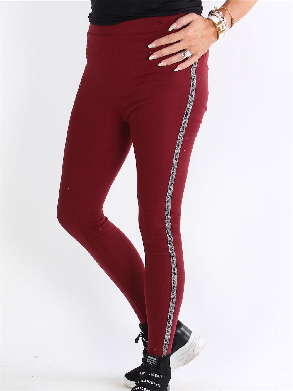 Diva - Svarta leggings med silver glimmer längs benet