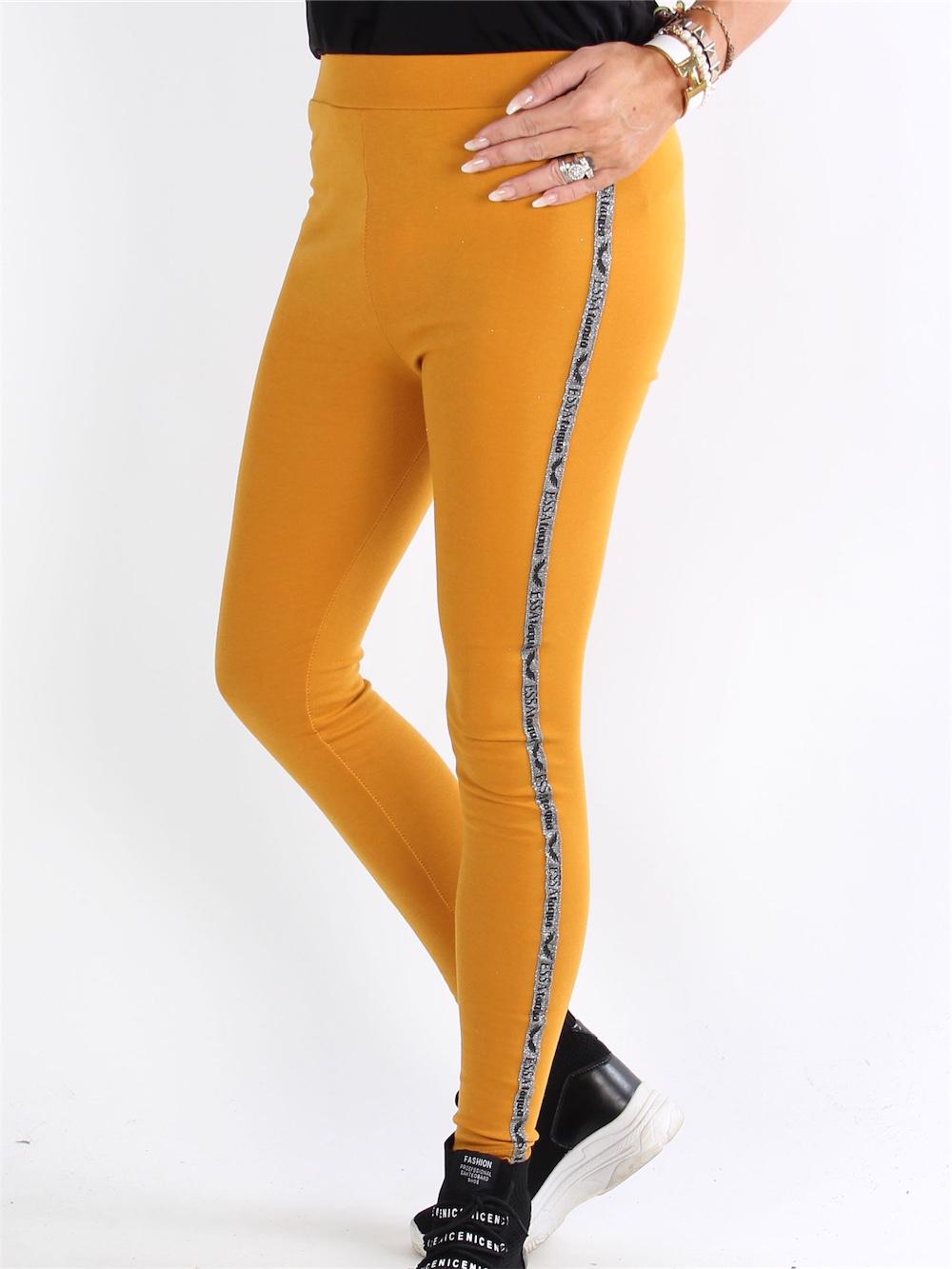 Diva - Svarta leggings med silver glimmer längs benet