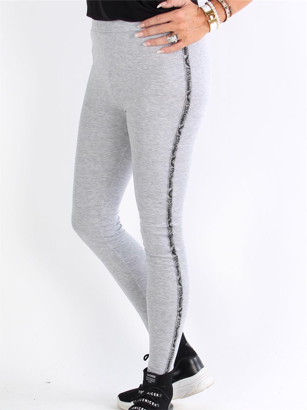 Diva - Svarta leggings med silver glimmer längs benet