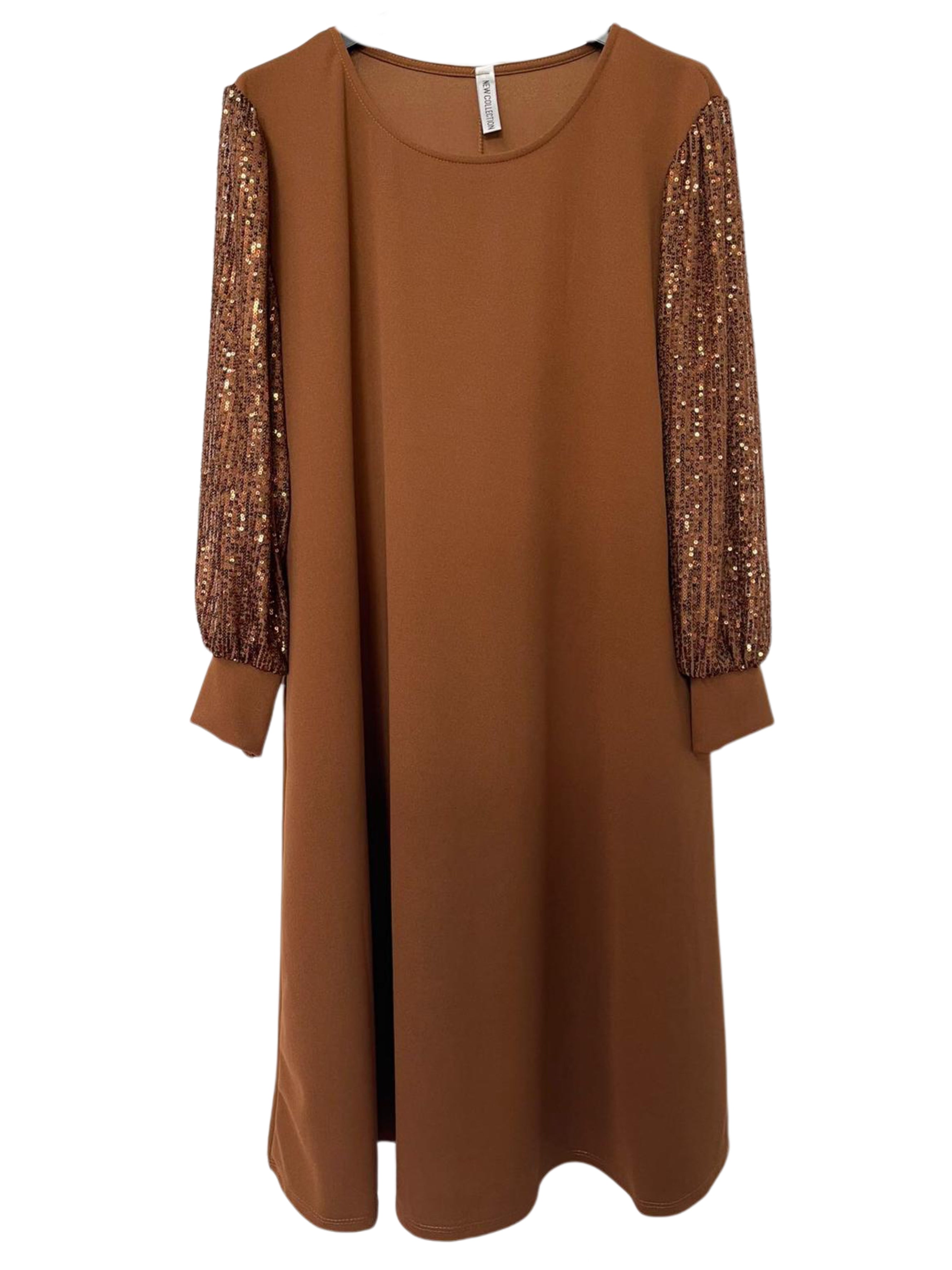 Djamila - Plus size klänning med paljettärmar