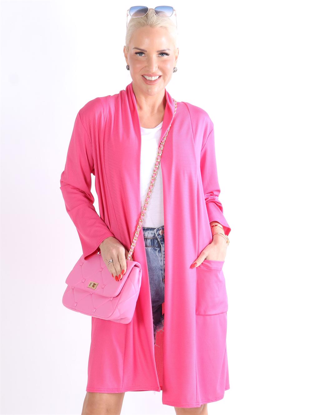 Dolly cardigan - Ribbed cardigan med fickor