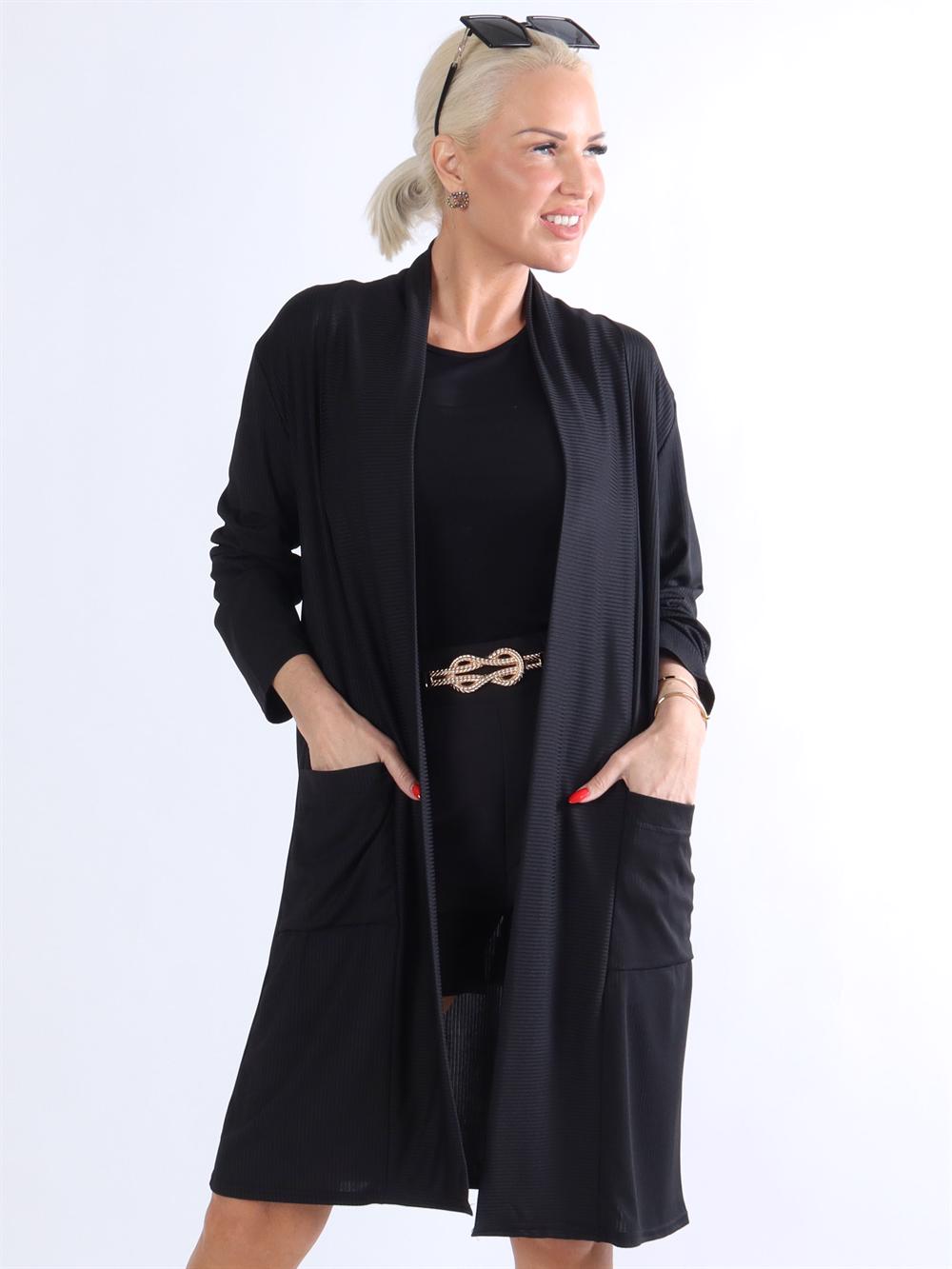 Dolly cardigan - Ribbed cardigan med fickor