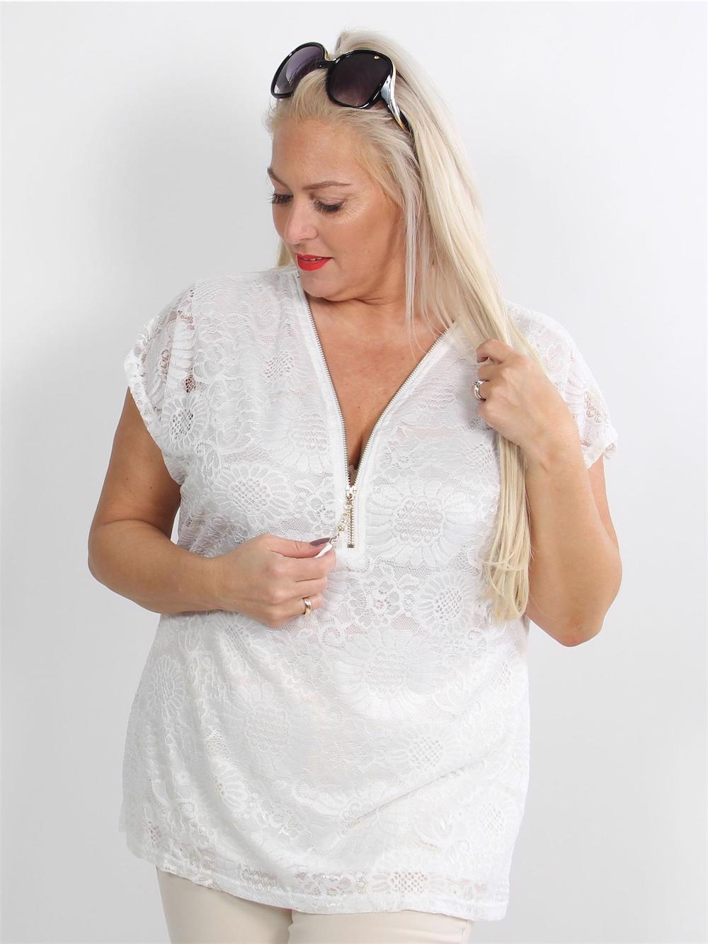 Dorota - Svart spetstunika med dragkedja