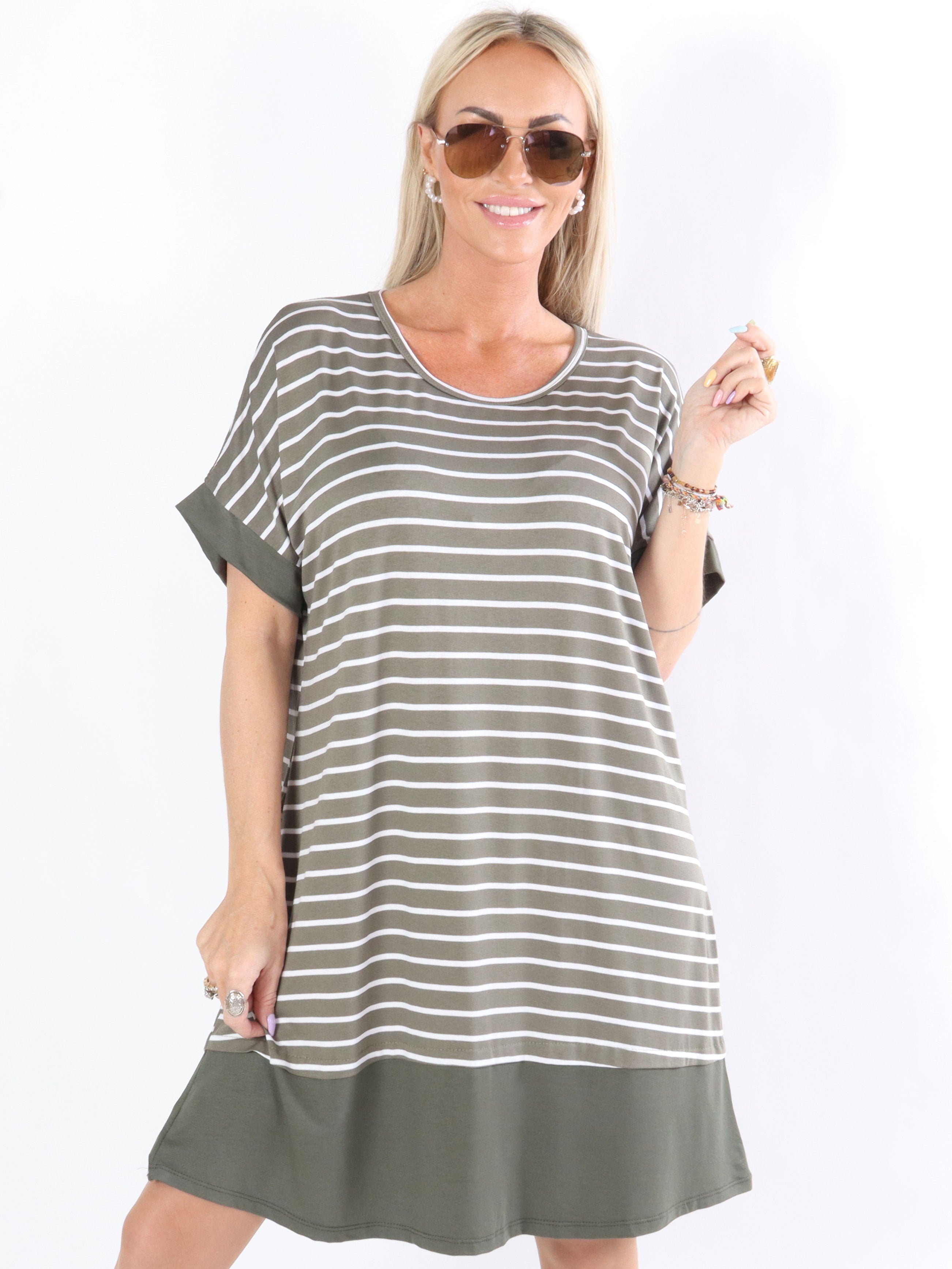 Dulce - Klänning i jersey med vita ränder