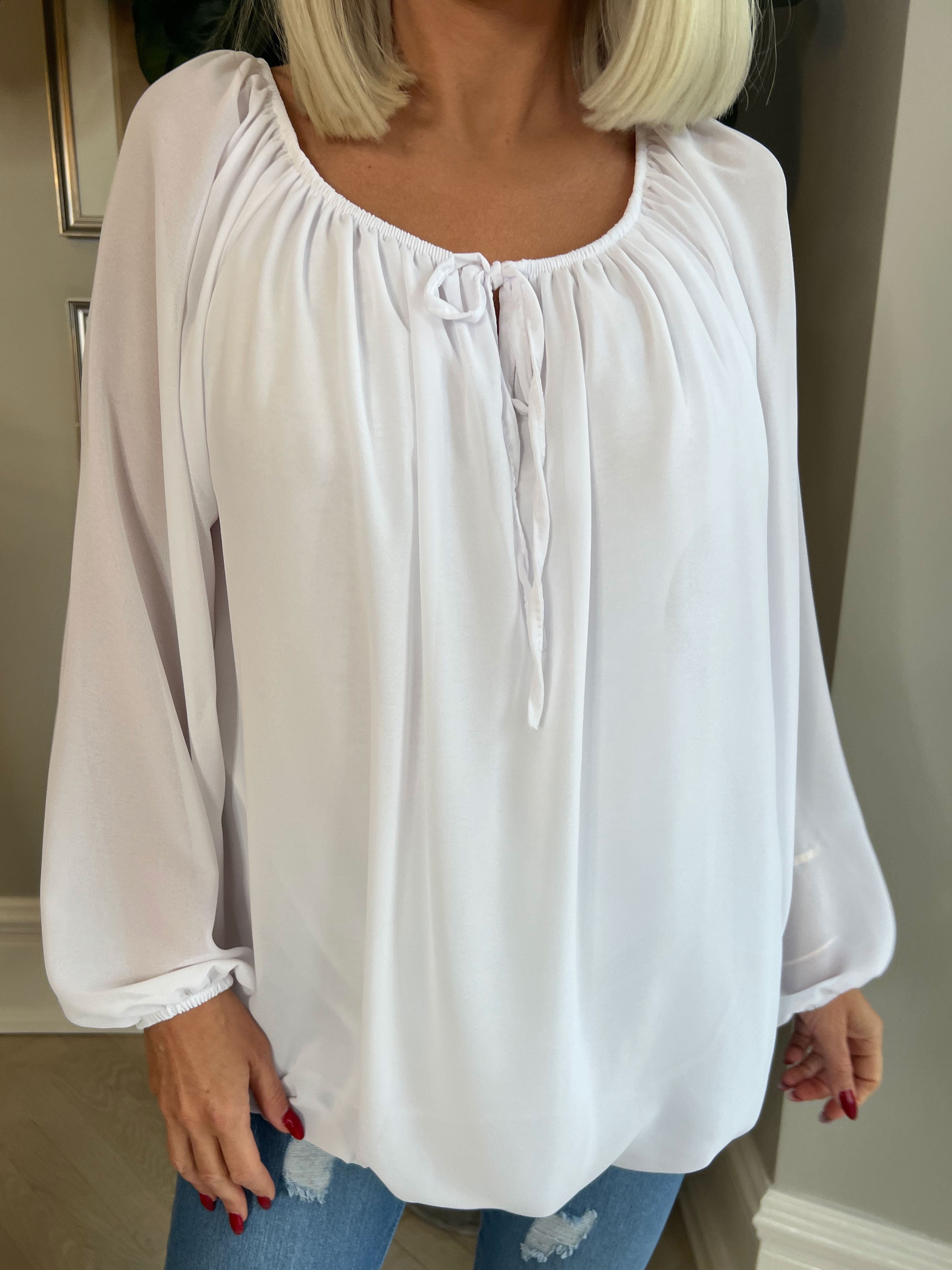 Ellen - Enkel tunika med elastisk halsringning - Pink