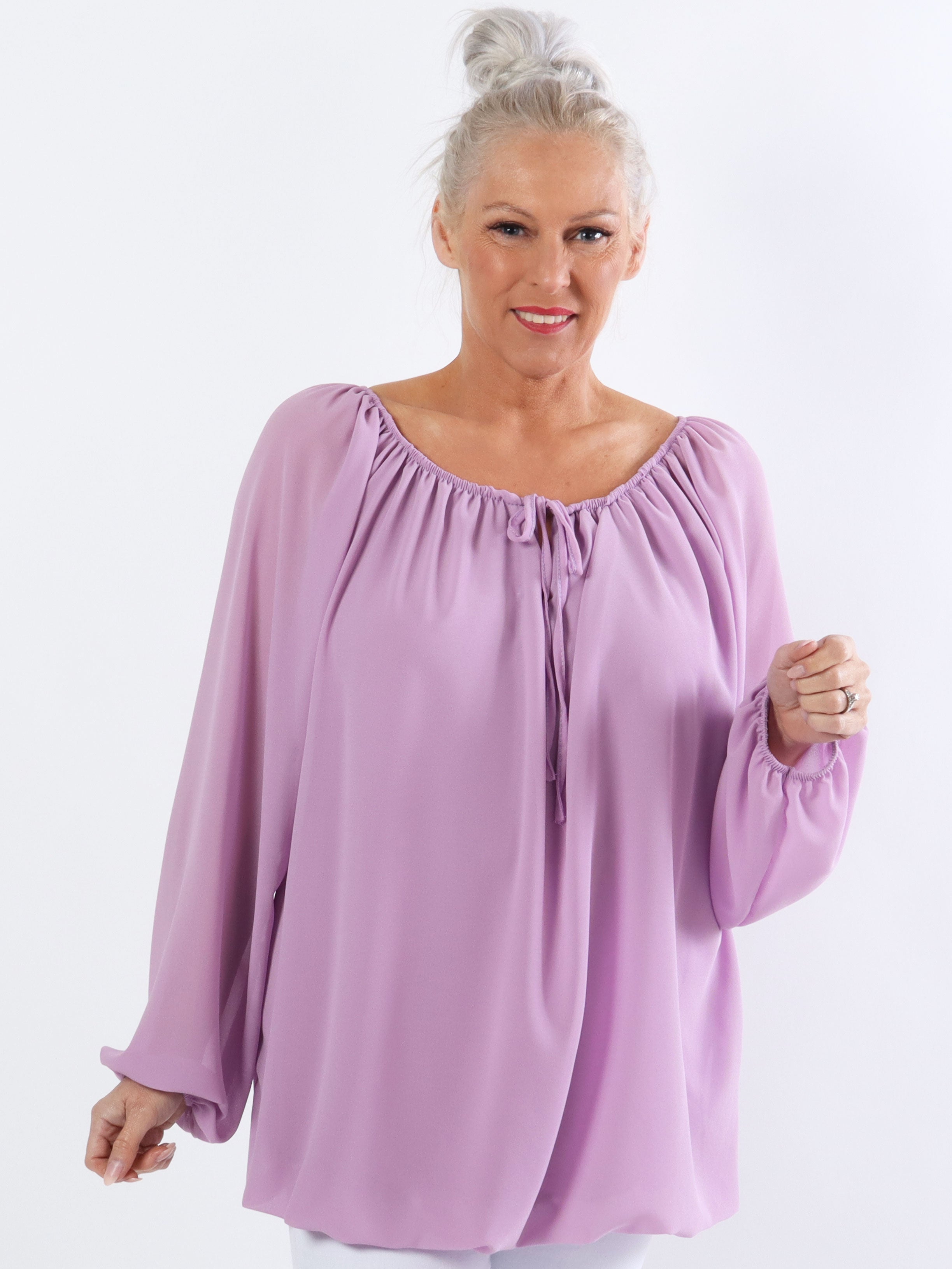 Ellen - Enkel plus size tunika med elastisk halsringning - Mint