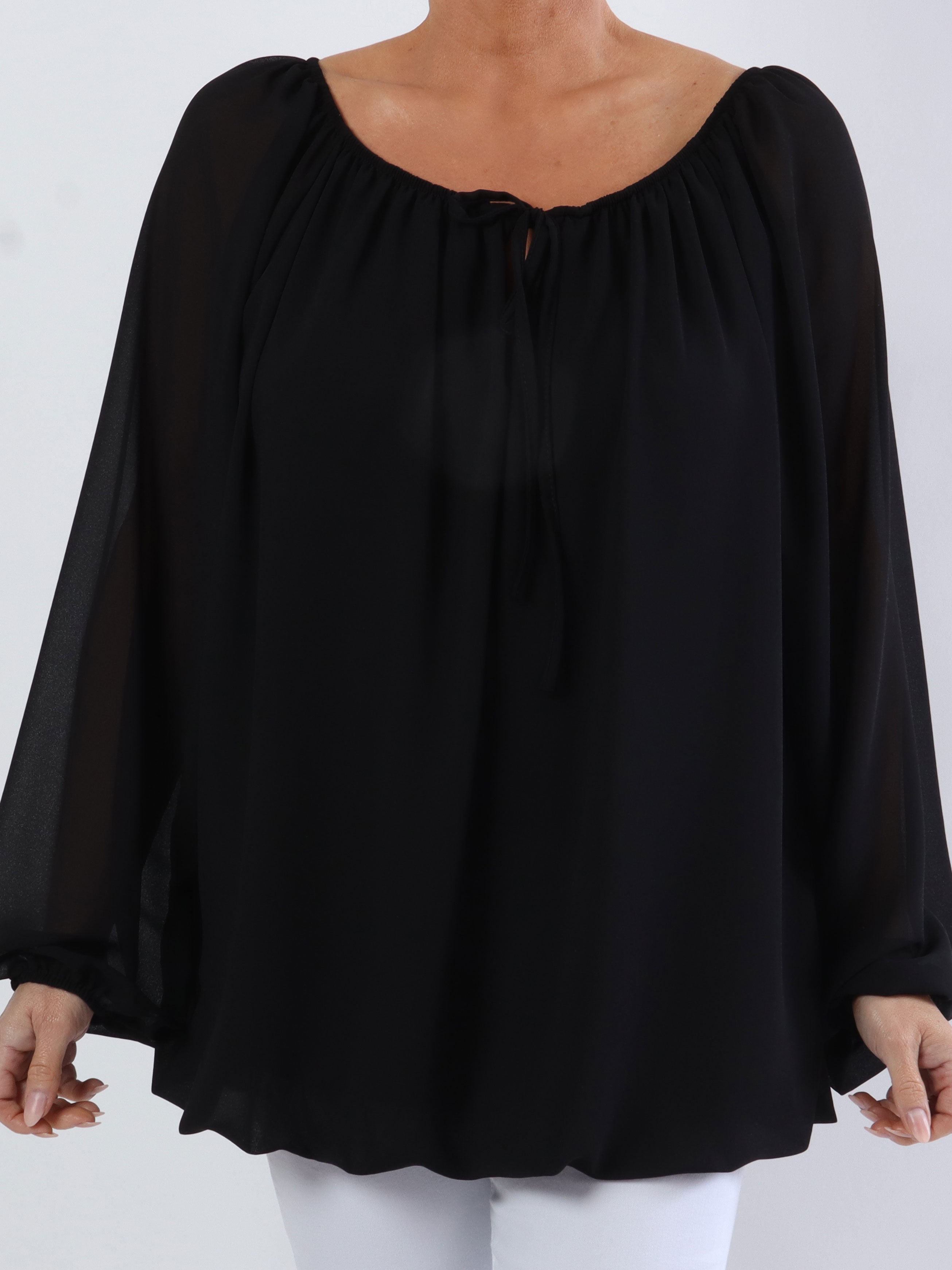 Ellen - Enkel plus size tunika med elastisk halsringning