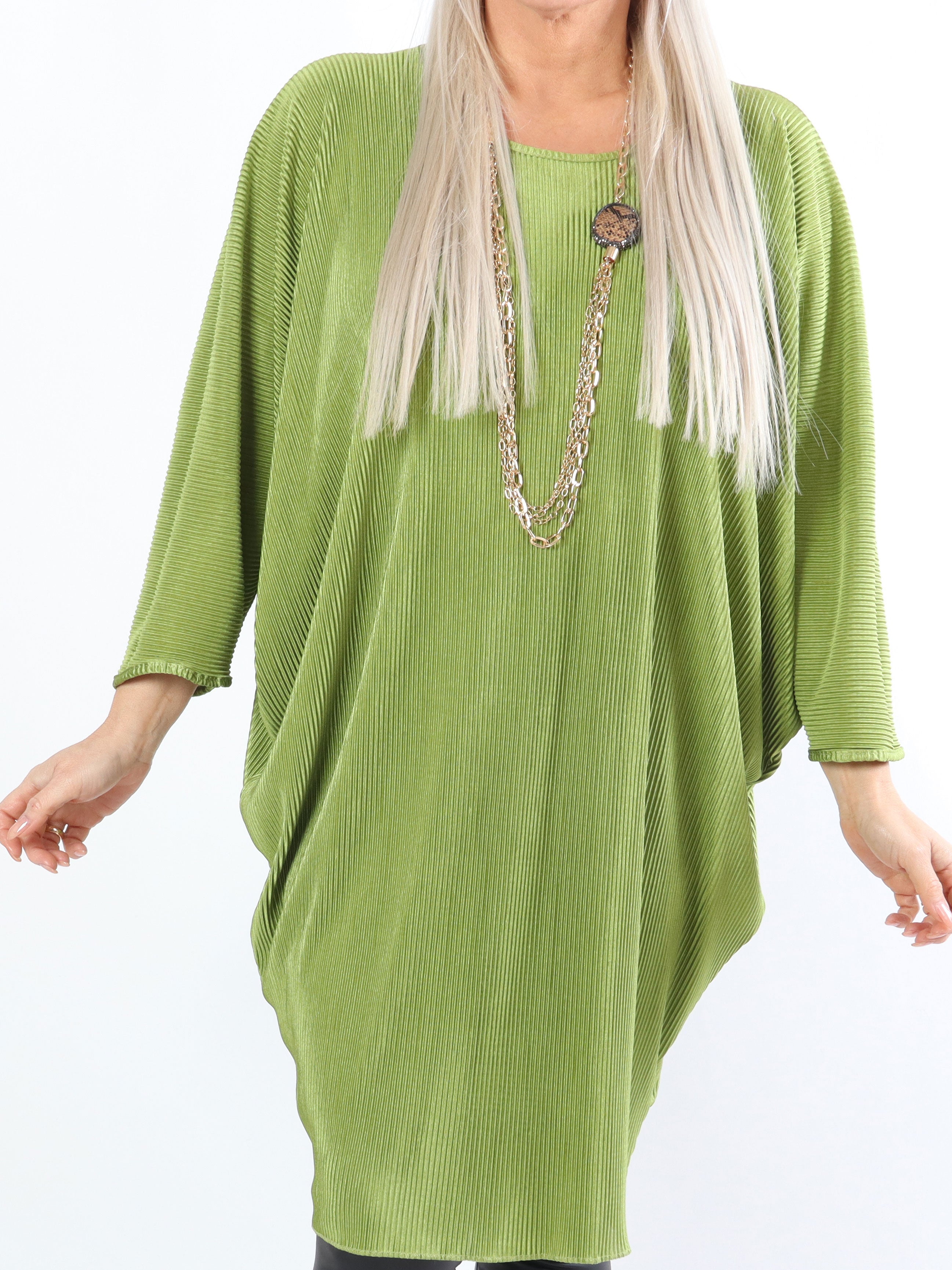 Elnora - Rillet plus size tunika med fladdermusärmar