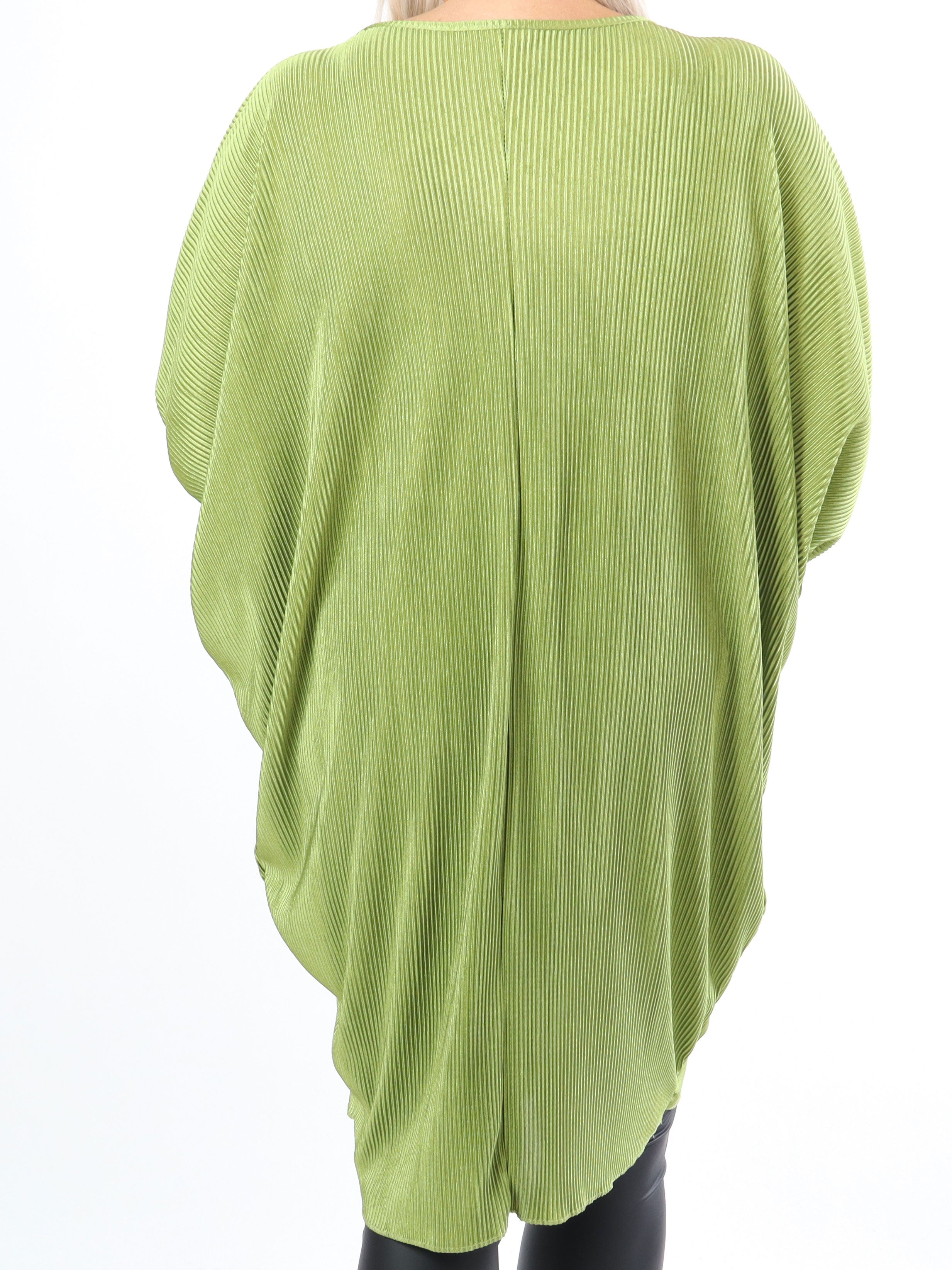 Elnora - Rillet plus size tunika med fladdermusärmar