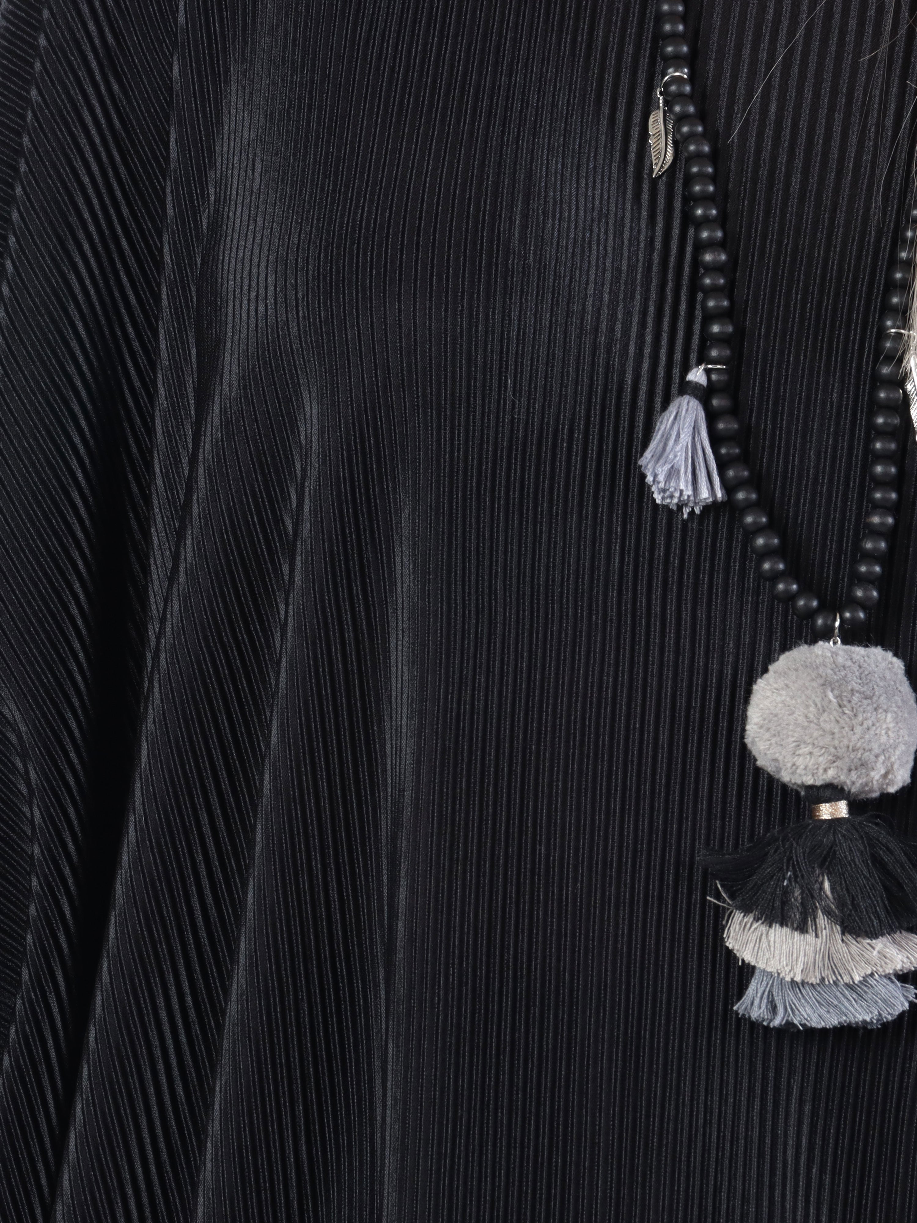 Elnora - Rillet plus size tunika med fladdermusärmar - Green